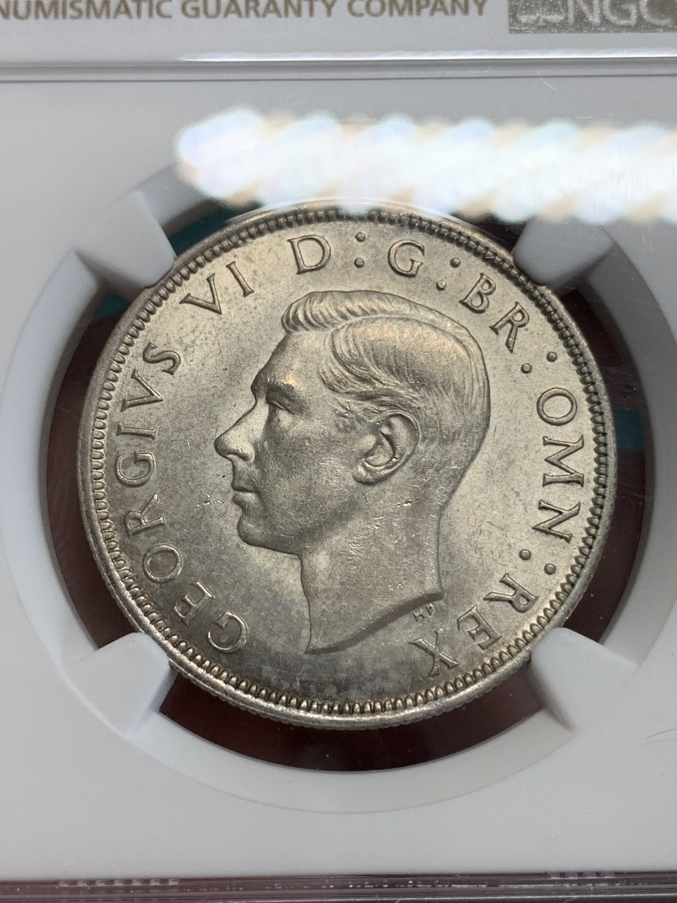 《竞宝斋》第192场-周日，周一 2场 (全场包邮) NGC MS63 英国1942年乔治六世半克朗银币