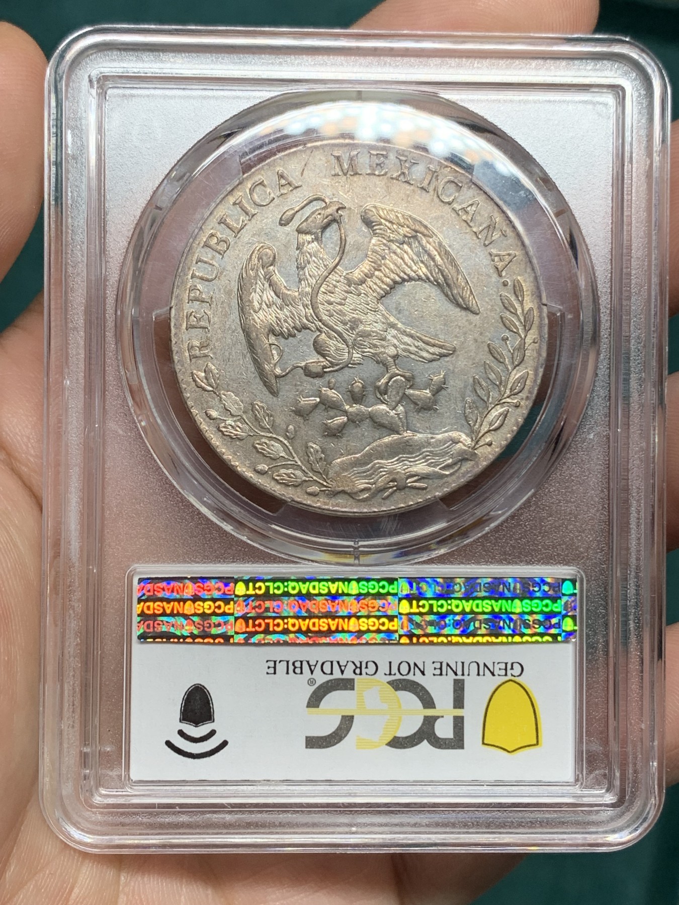 《竞宝斋》第192场-周日，周一 2场 (全场包邮) PCGS UNC92 墨西哥 1896年 8瑞尔 花边鹰洋银币 状态很好 严评 官网有仙图