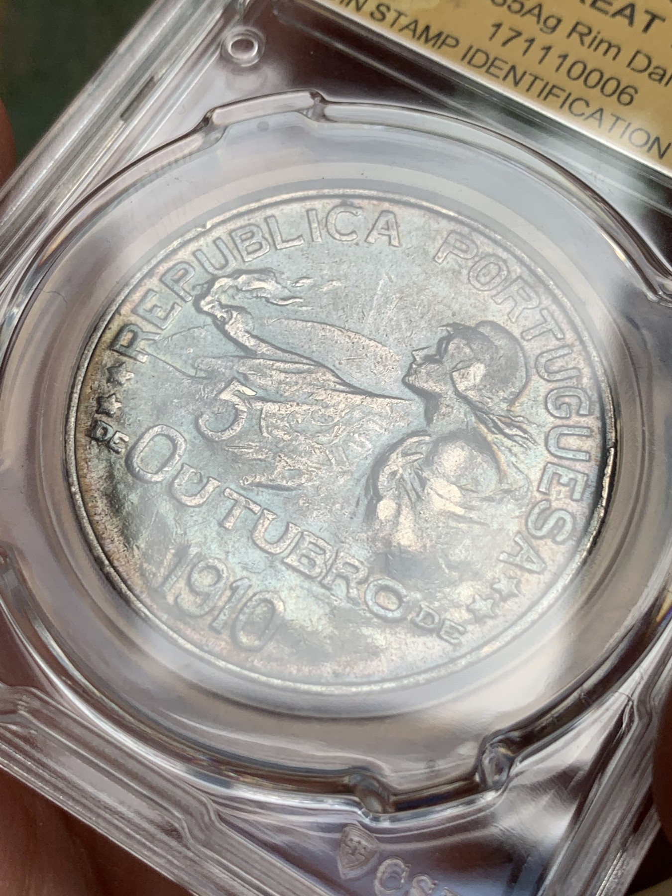 《竞宝斋》第192场-周日，周一 2场 (全场包邮) 葡萄牙1910年半岛战争女神头像1埃斯库多大银币