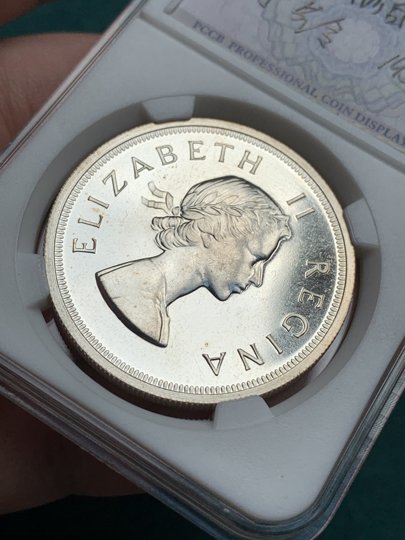 《竞宝斋》第192场-周日，周一 2场 (全场包邮) 英属南非1955年伊丽莎白二世5先令跳羚羊大银币