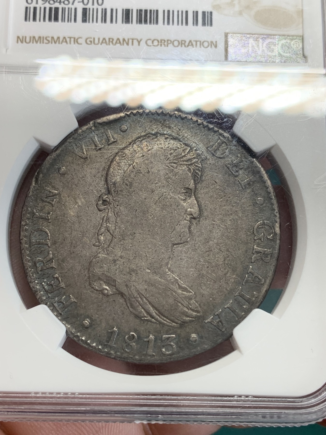 《竞宝斋》第192场-周日，周一 2场 (全场包邮) NGC VF 墨西哥1813MO JJ斐七 双柱8R大银币