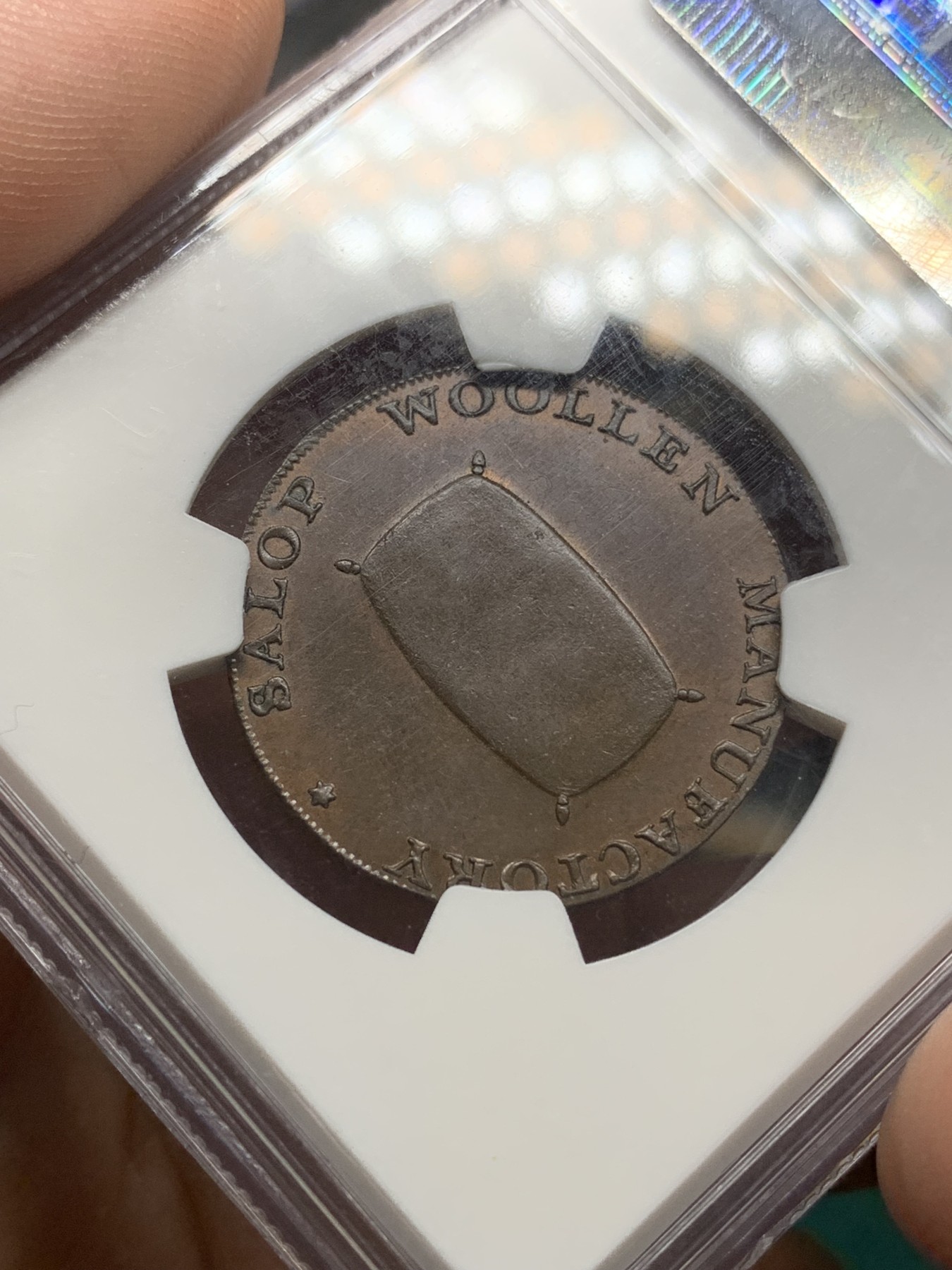 《竞宝斋》第192场-周日，周一 2场 (全场包邮) NGC MS64 1794年英国SHREWSBURY 1/2便士代币 老盒高分 收藏级品相