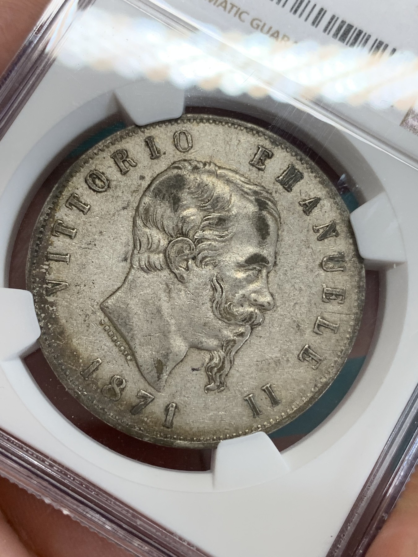 《竞宝斋》第192场-周日，周一 2场 (全场包邮) NGC-XF40 意大利1871年 米兰造 艾曼纽尔二世 5里拉大银币