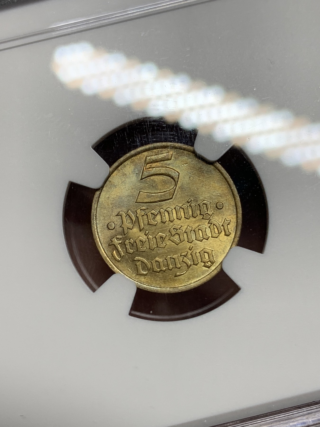 《竞宝斋》第192场-周日，周一 2场 (全场包邮) NGC MS65 1932年但泽自由港5芬尼 鱼币系列好品甚少 去年稀奇一枚63分成交600元