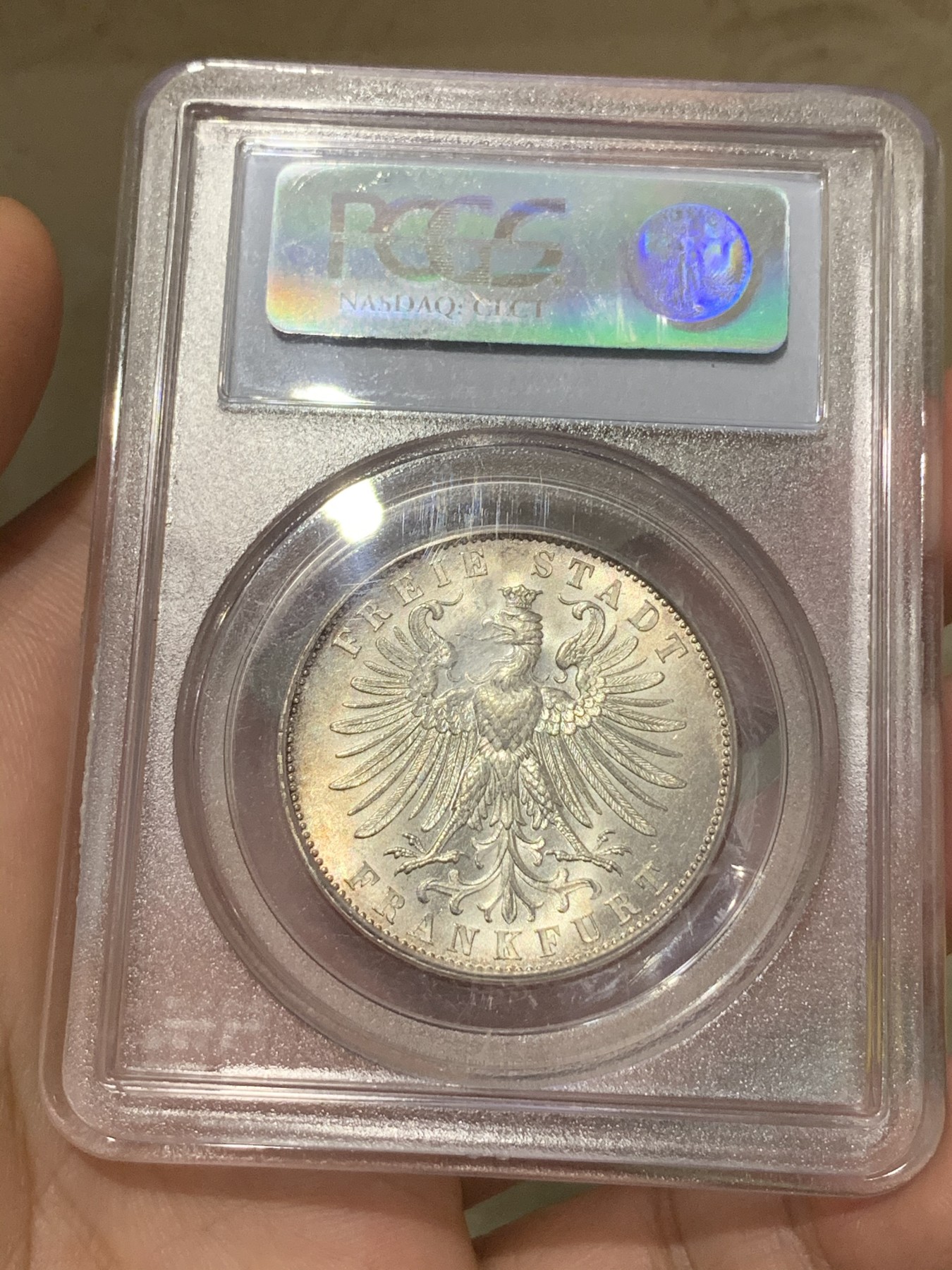 《竞宝斋》第192场-周日，周一 2场 (全场包邮) PCGS MS64 德国1862年法兰克福射击节1泰勒银币