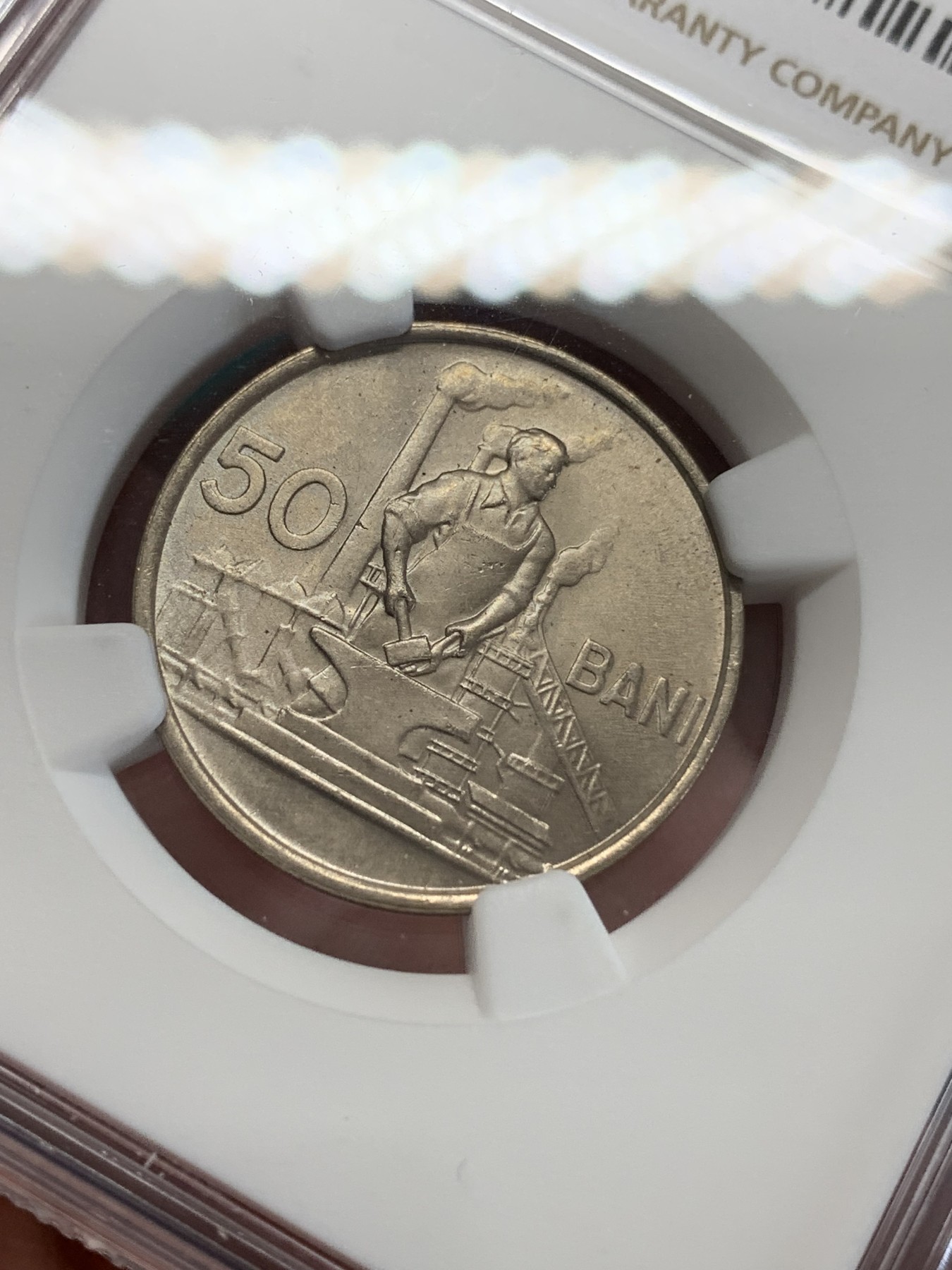 《竞宝斋》第192场-周日，周一 2场 (全场包邮) NGC MS64 高分暴光好品 罗马尼亚1956年50巴尼 社会主义风味浓郁可藏！