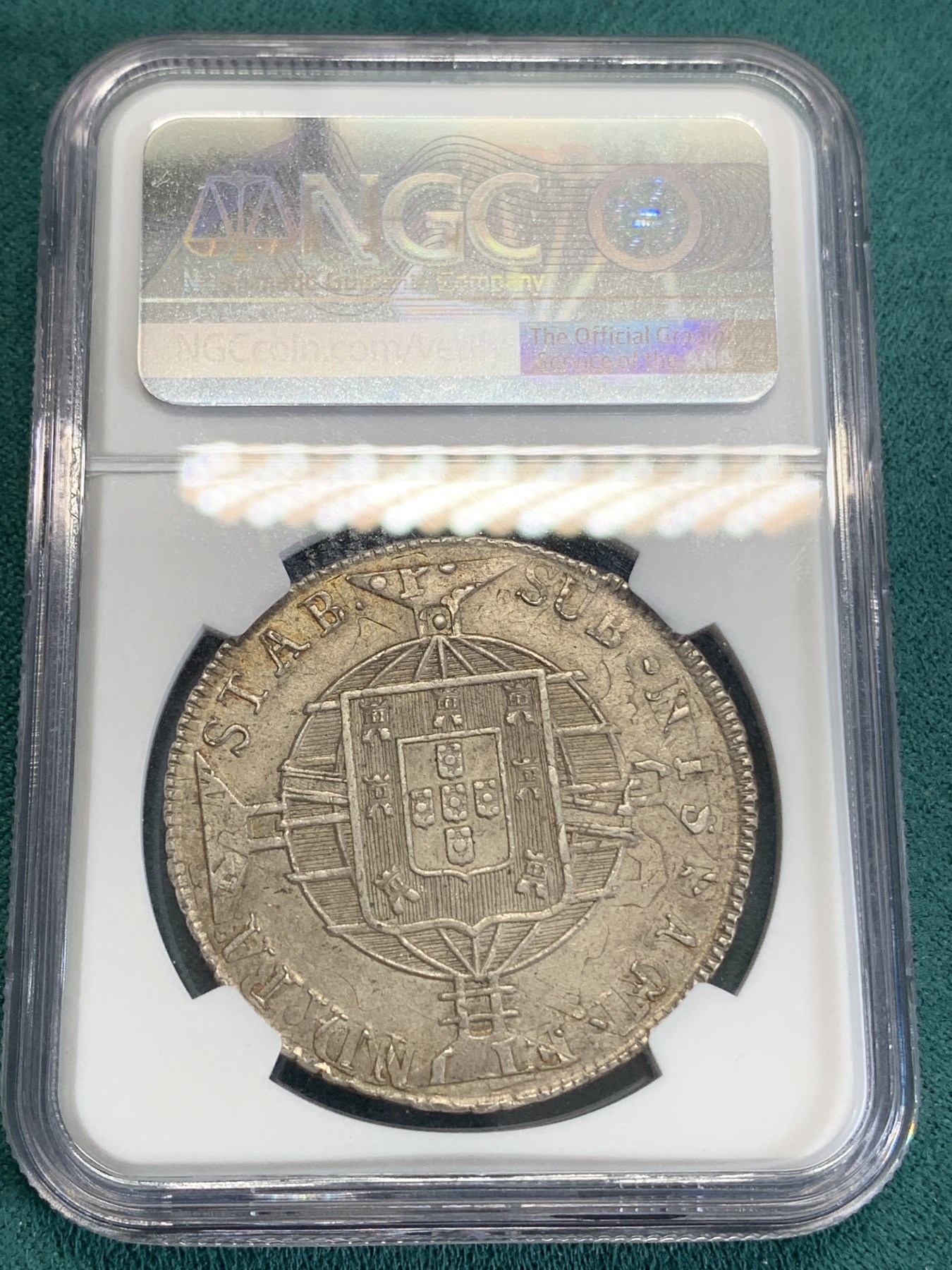 《竞宝斋》第192场-周日，周一 2场 (全场包邮) NGC-AU58 葡属巴西 1819年 960瑞斯 银币