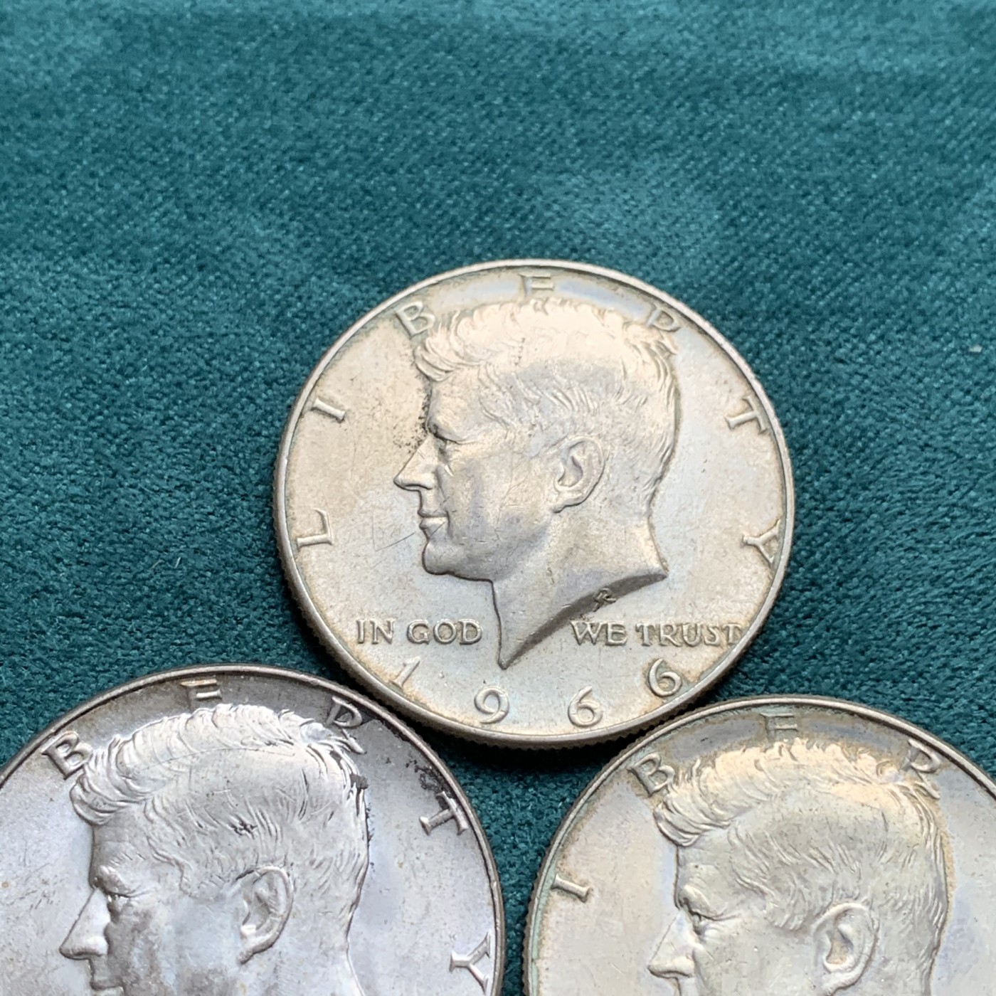 《竞宝斋》第192场-周日，周一 2场 (全场包邮) 3枚一组 美国 1966年-1967年 肯尼迪半圆银币