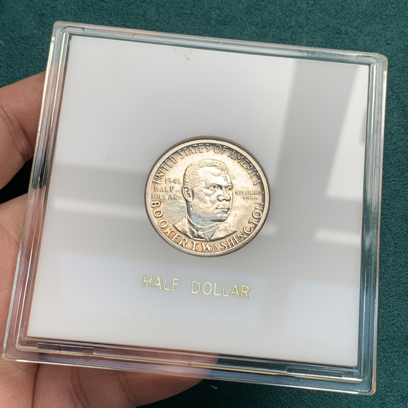 《竞宝斋》第192场-周日，周一 2场 (全场包邮) 美国1946年华盛顿半美元纪念银币 入门品种 带亚克力盒