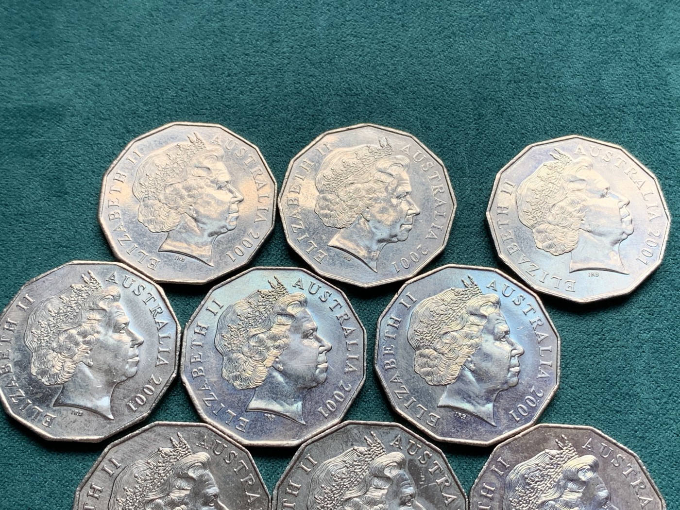 《竞宝斋》第192场-周日，周一 2场 (全场包邮) 澳大利亚2001年联邦百年50分流通纪念币 九枚全