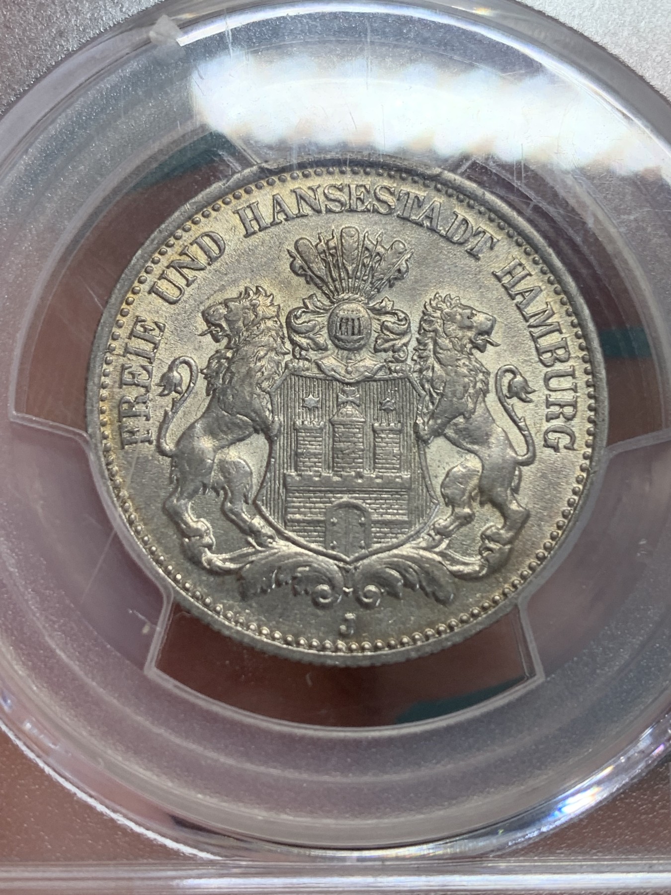 《竞宝斋》第192场-周日，周一 2场 (全场包邮) PCGS-AU55   德国1906年双狮2马克银币