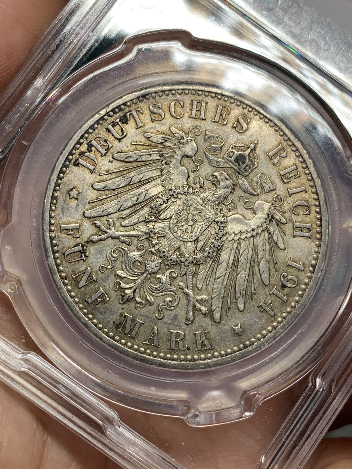 《竞宝斋》第192场-周日，周一 2场 (全场包邮) 德国1913年普鲁士威廉二世军装版5马克银币