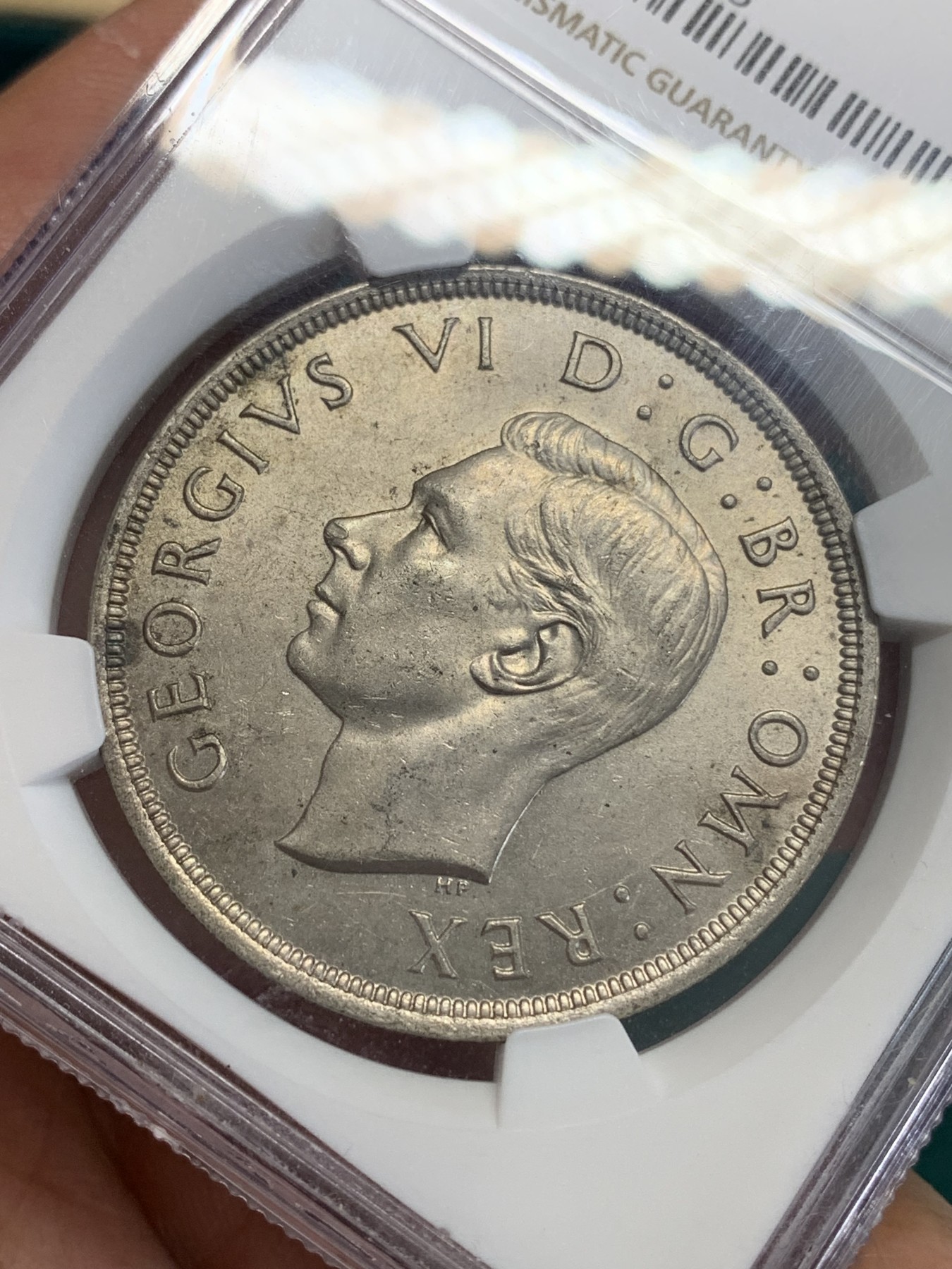 《竞宝斋》第192场-周日，周一 2场 (全场包邮) NGC-MS63 英国 1937年 乔治六世登基克朗大银币 光度好 可对比64状态