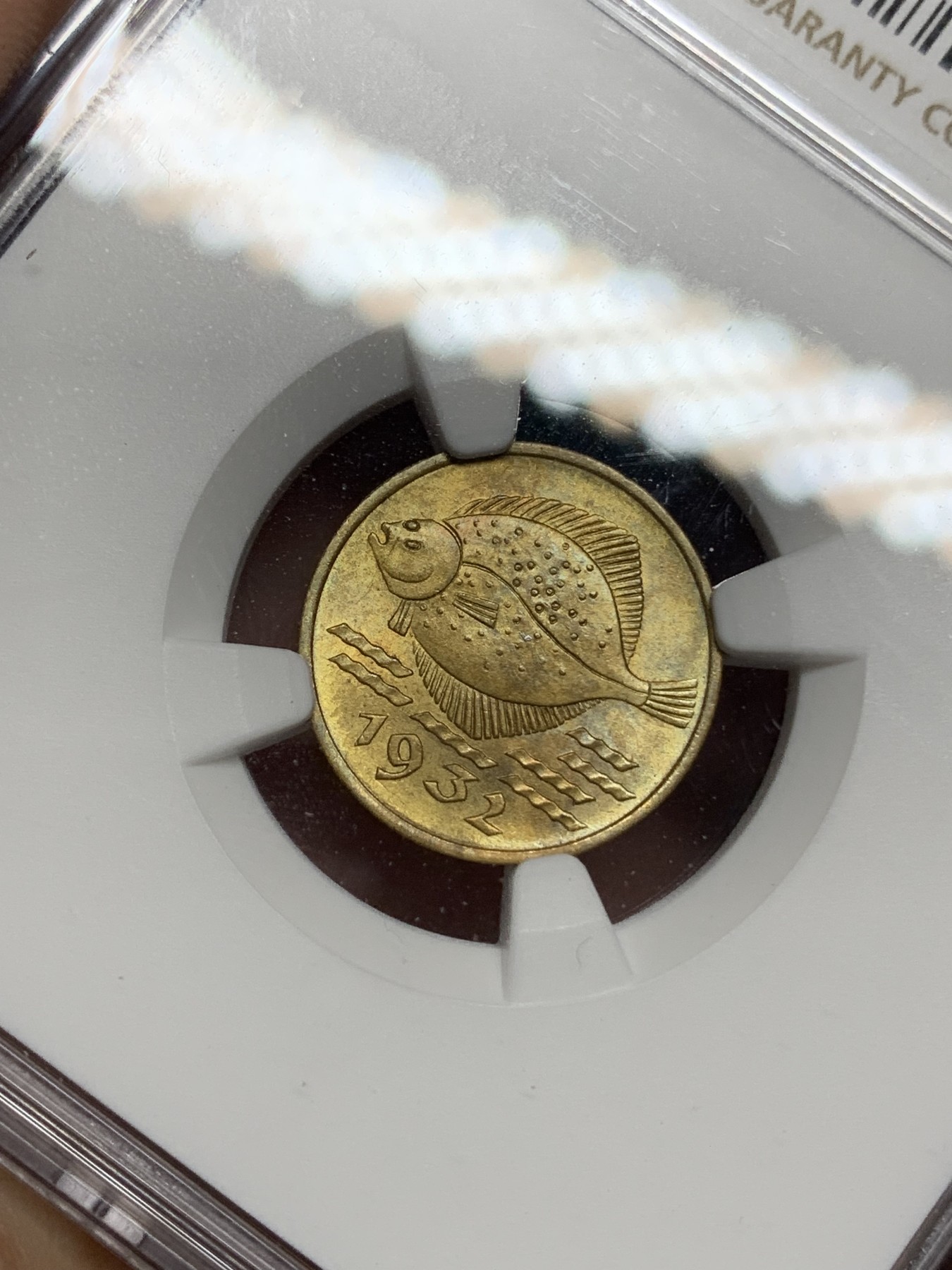 《竞宝斋》第192场-周日，周一 2场 (全场包邮) NGC MS65 1932年但泽自由港5芬尼 鱼币系列好品甚少 去年稀奇一枚63分成交600元