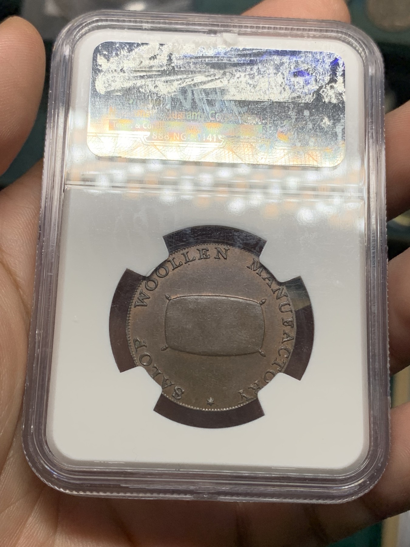 《竞宝斋》第192场-周日，周一 2场 (全场包邮) NGC MS64 1794年英国SHREWSBURY 1/2便士代币 老盒高分 收藏级品相