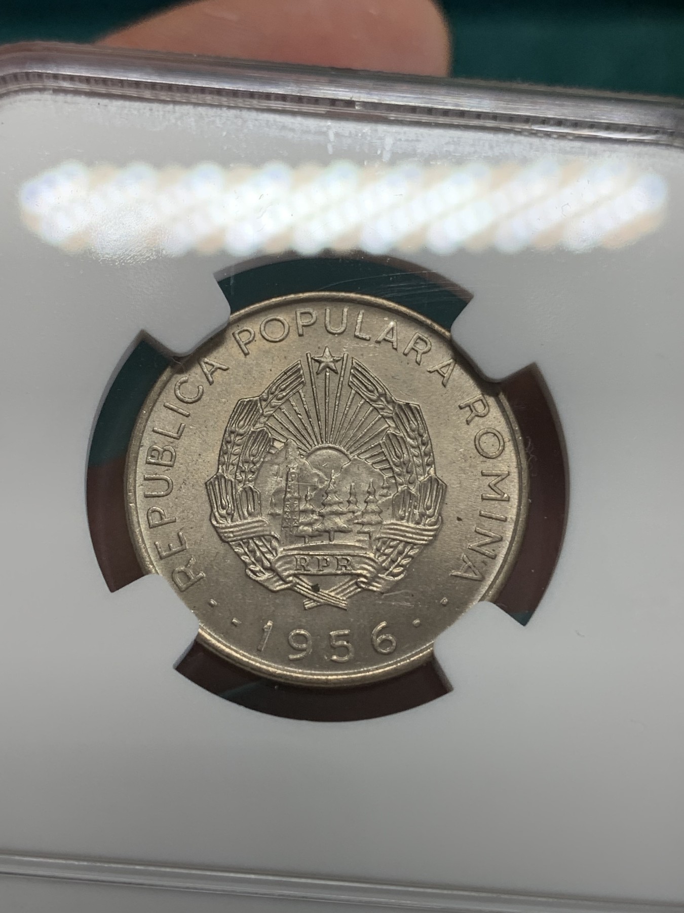 《竞宝斋》第192场-周日，周一 2场 (全场包邮) NGC MS64 高分暴光好品 罗马尼亚1956年50巴尼 社会主义风味浓郁可藏！