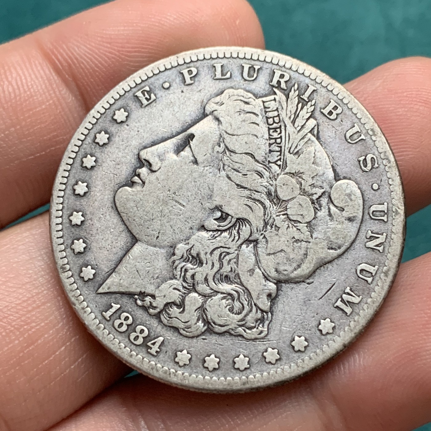 《竞宝斋》第192场-周日，周一 2场 (全场包邮) 美国1884年摩根银元 1美元银币 原味流通 状态不错