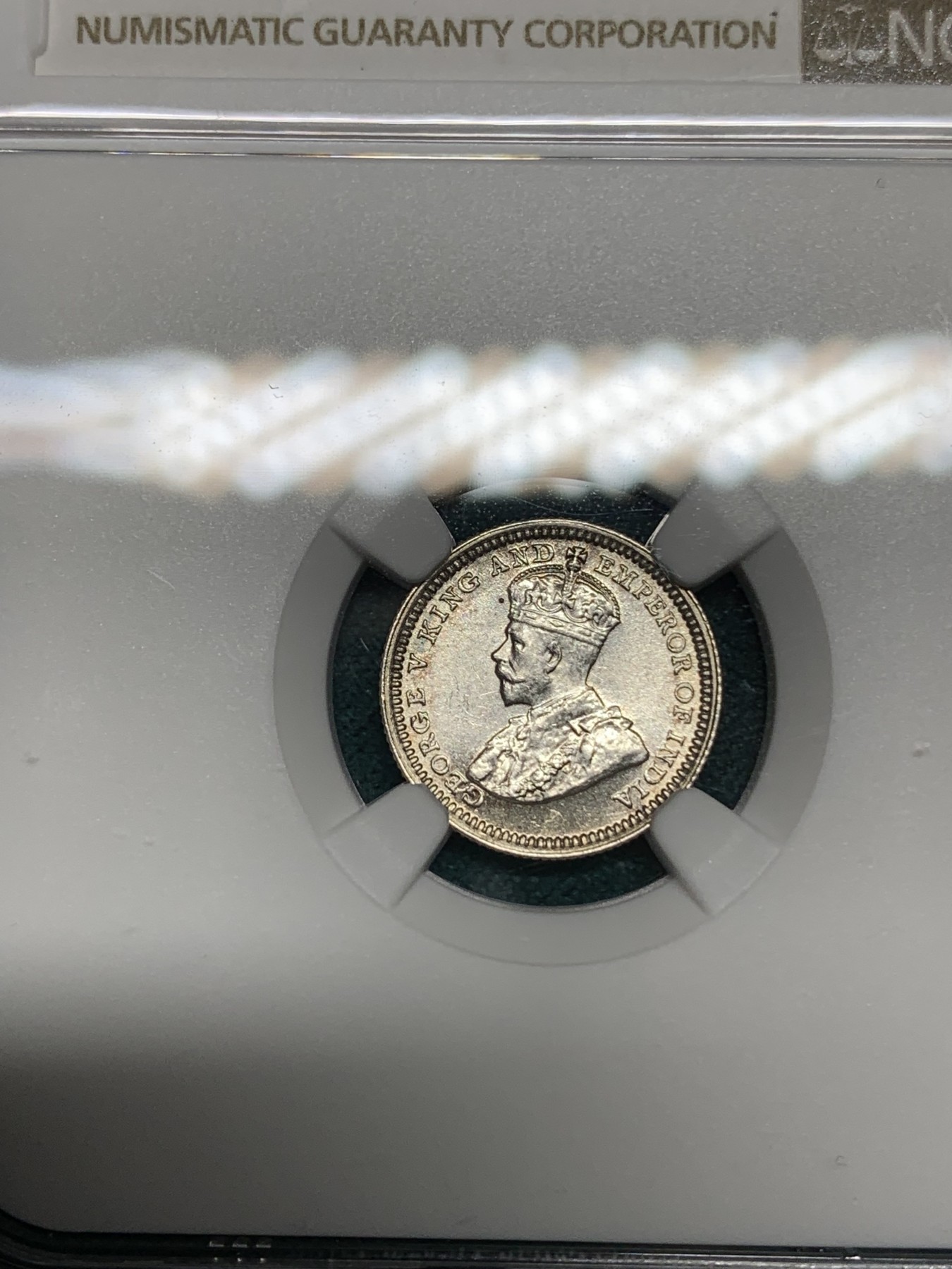 《竞宝斋》第192场-周日，周一 2场 (全场包邮) NGC-MS63 香港 1932年 5仙 乔治五世 银币