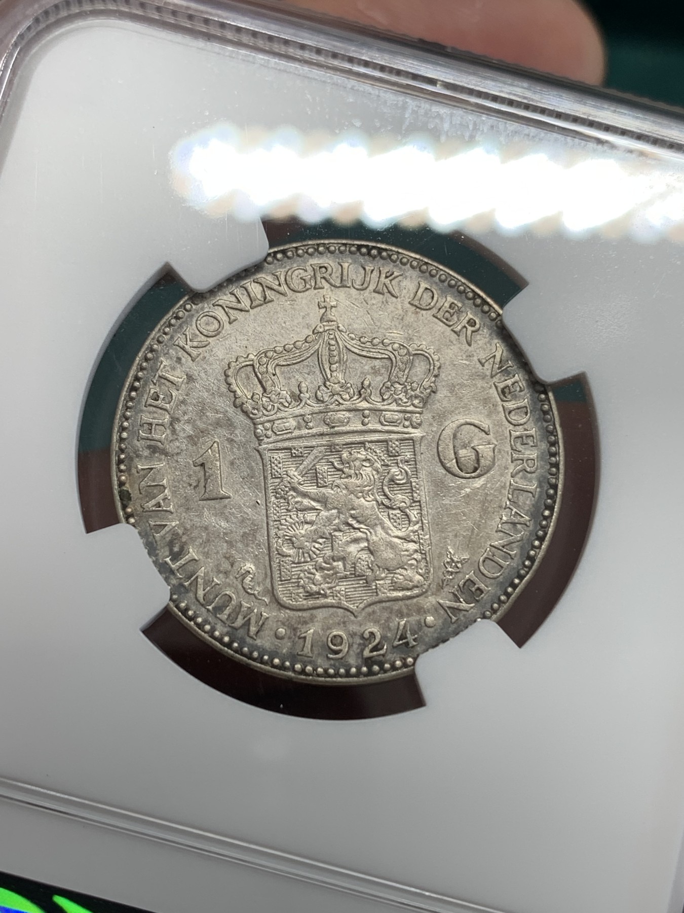 《竞宝斋》第192场-周日，周一 2场 (全场包邮) NGC-AUD 荷兰1924年 威廉明娜1盾银币