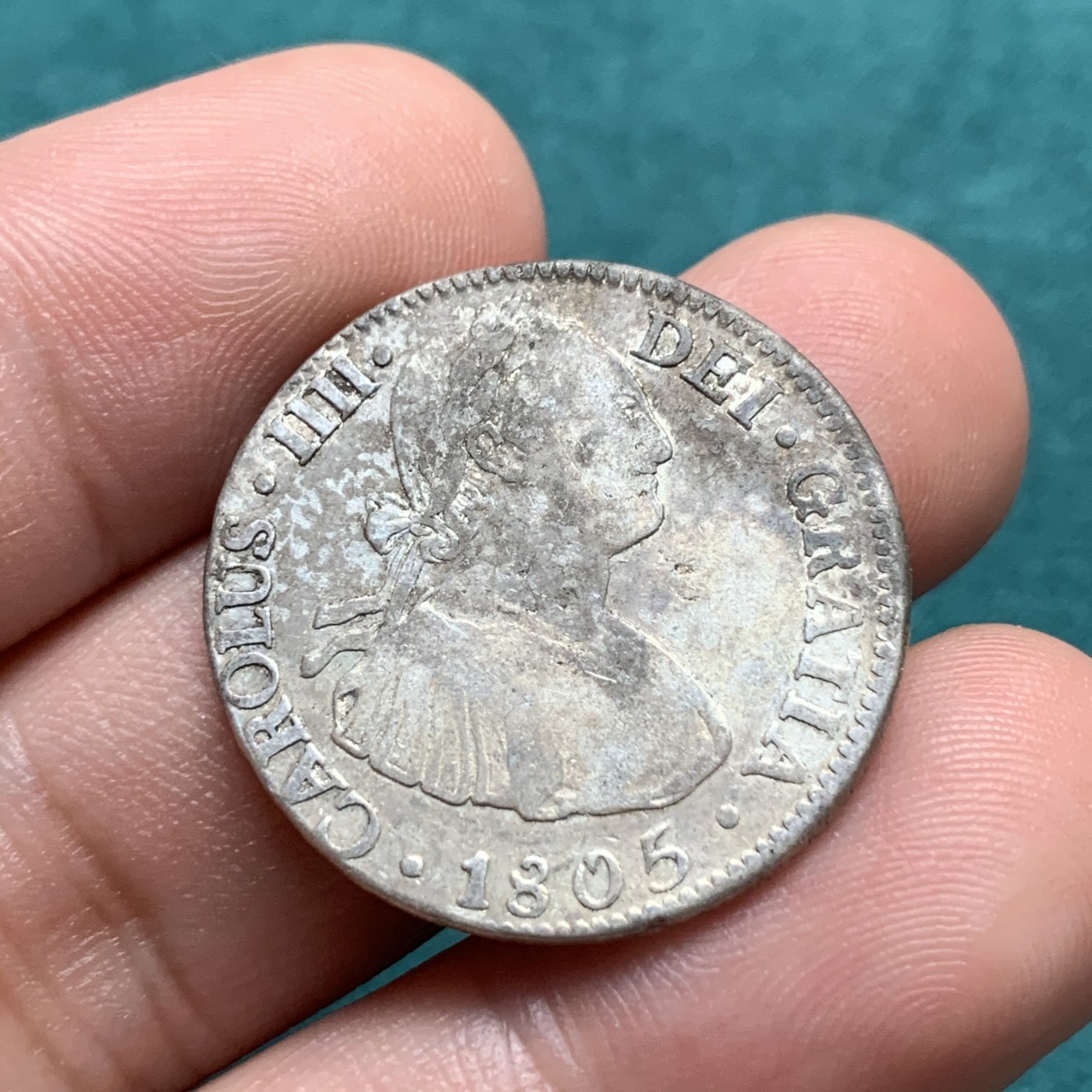 《竞宝斋》第192场-周日，周一 2场 (全场包邮) 两枚一组 英国1873年维多利亚哥特1福林银币+墨西哥1805年卡四双柱2R银币 少见品种