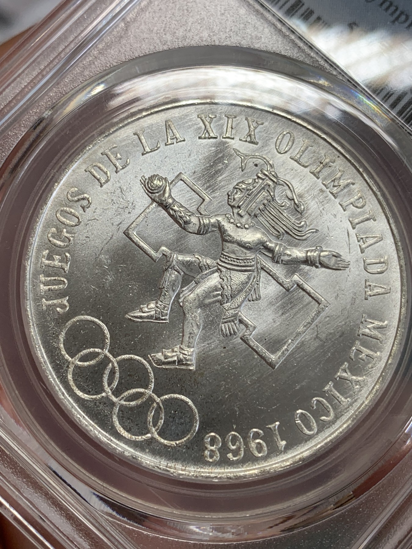 《竞宝斋》第192场-周日，周一 2场 (全场包邮) PCGS MS65 墨西哥1968年奥运会25比索银币