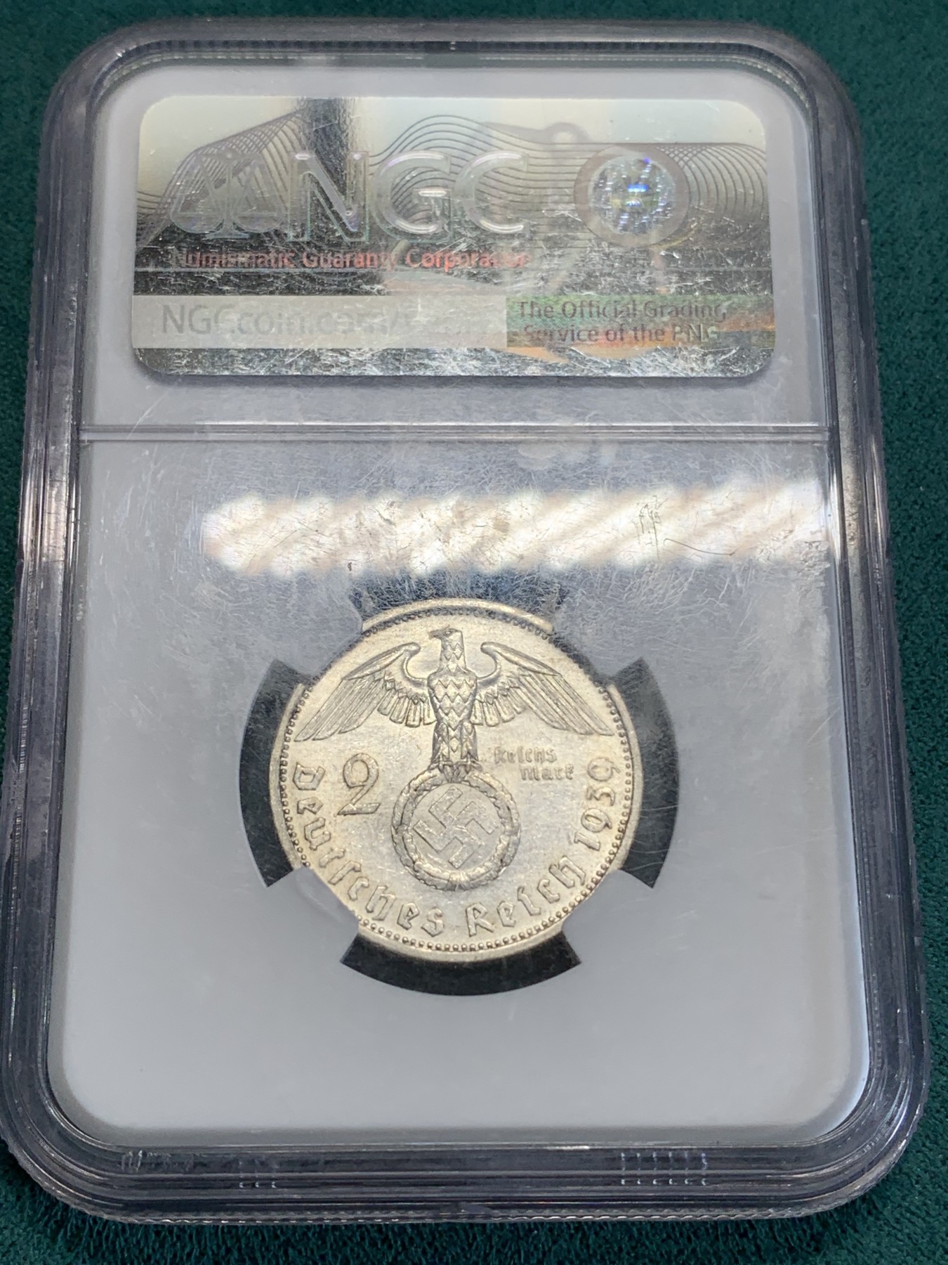 《竞宝斋》第192场-周日，周一 2场 (全场包邮) NGC-AU55 德国1939年A版兴登堡2马克银币