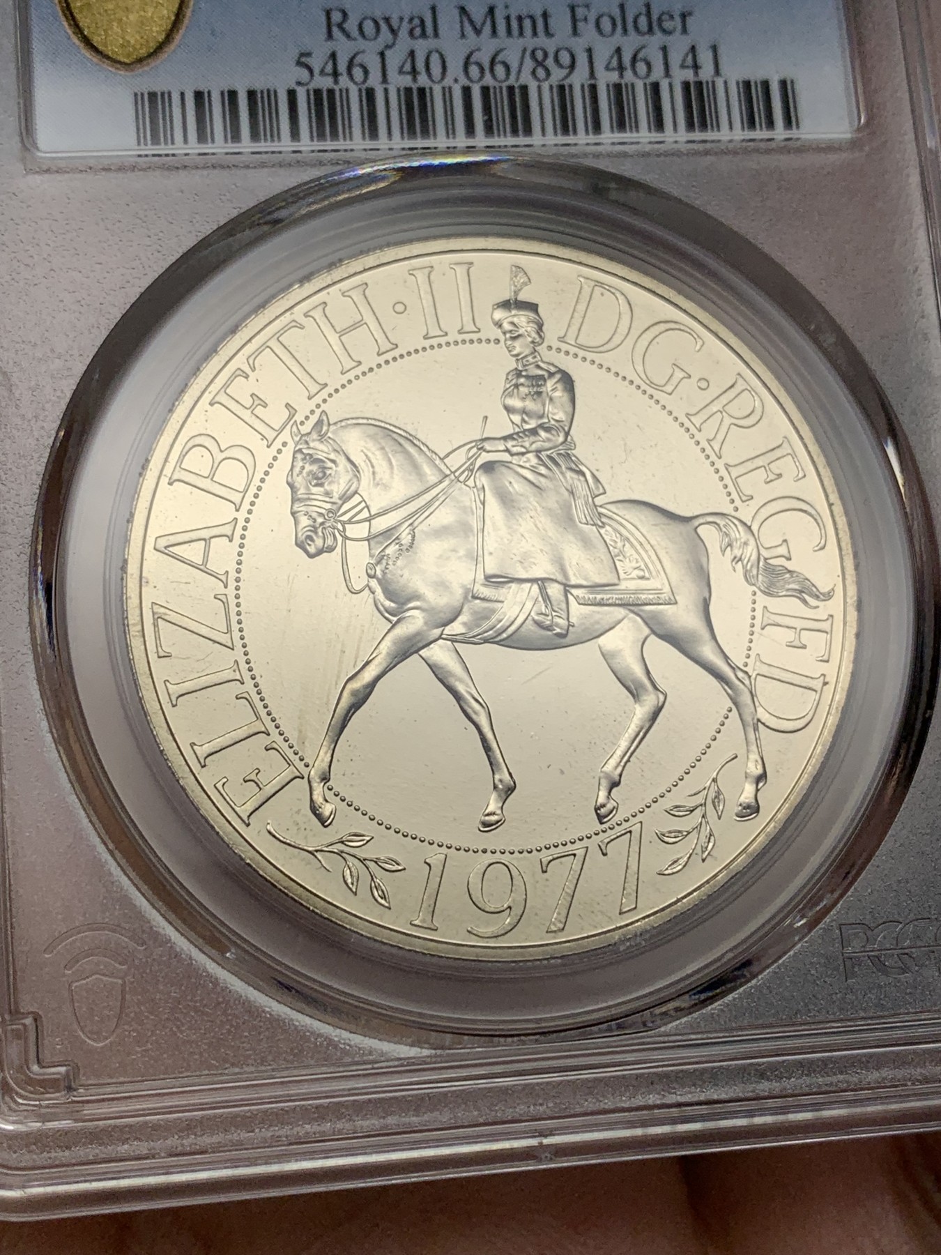 《竞宝斋》第192场-周日，周一 2场 (全场包邮) PCGS-PL66 英国1977年伊丽莎白二世克朗型25便士纪念币