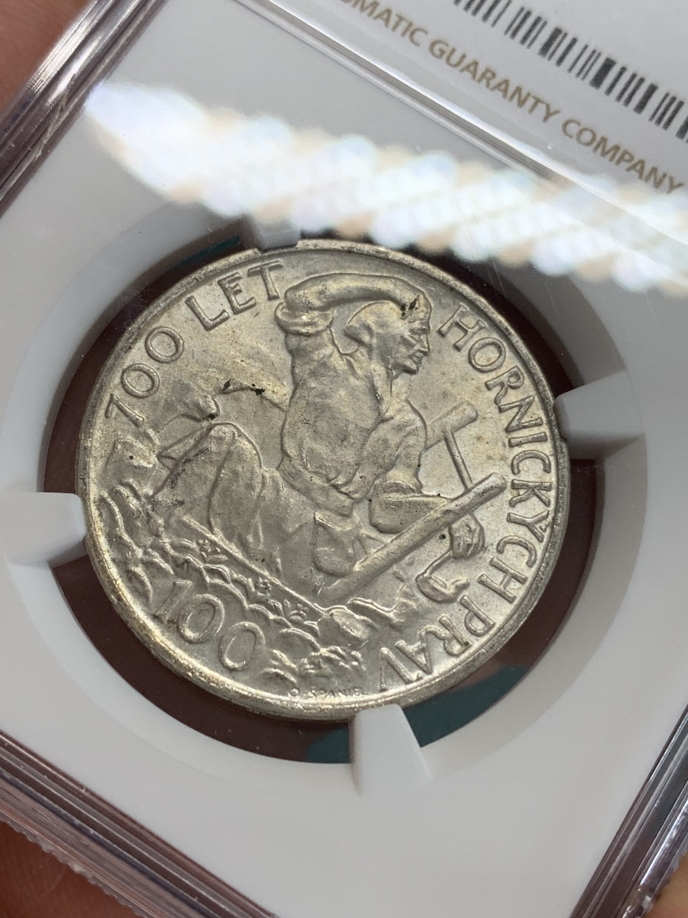 《竞宝斋》第192场-周日，周一 2场 (全场包邮) NGC MS64 高分好品 捷克斯洛伐克1949年100克朗银币