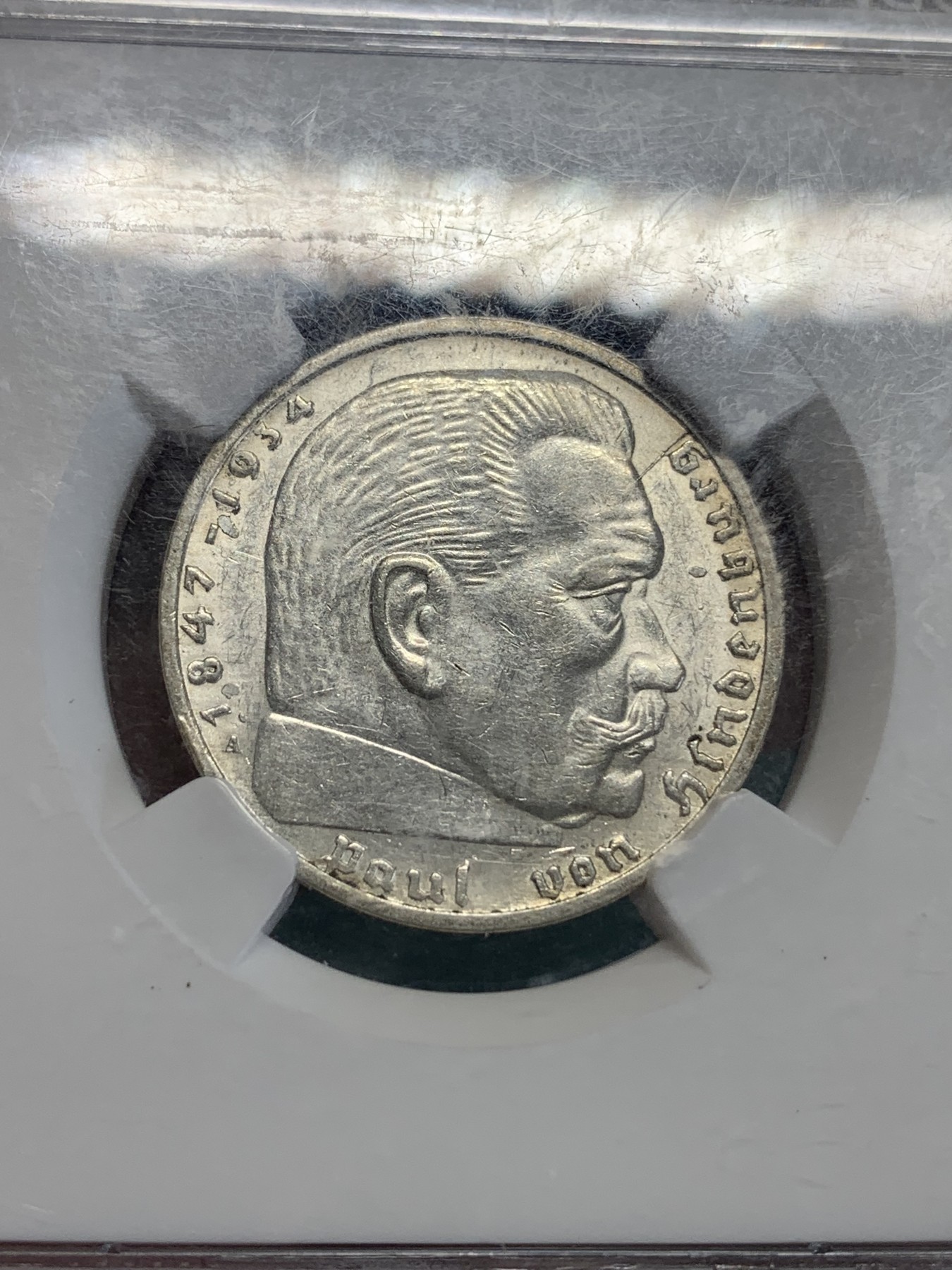 《竞宝斋》第192场-周日，周一 2场 (全场包邮) NGC-AU55 德国1939年A版兴登堡2马克银币