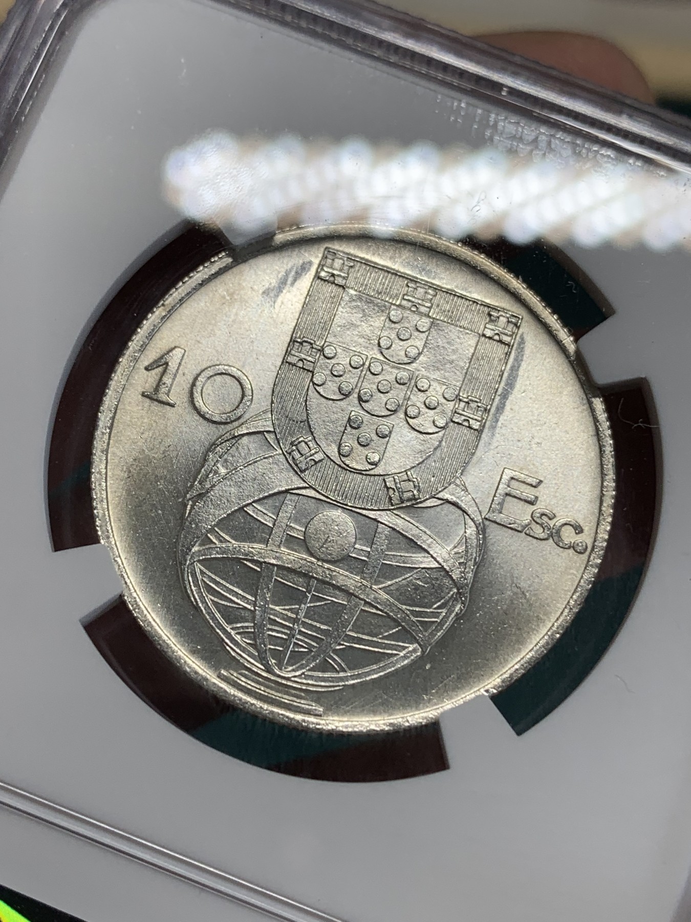 《竞宝斋》第192场-周日，周一 2场 (全场包邮) NGC-MS65 葡萄牙1955年大帆船10埃斯库多银币