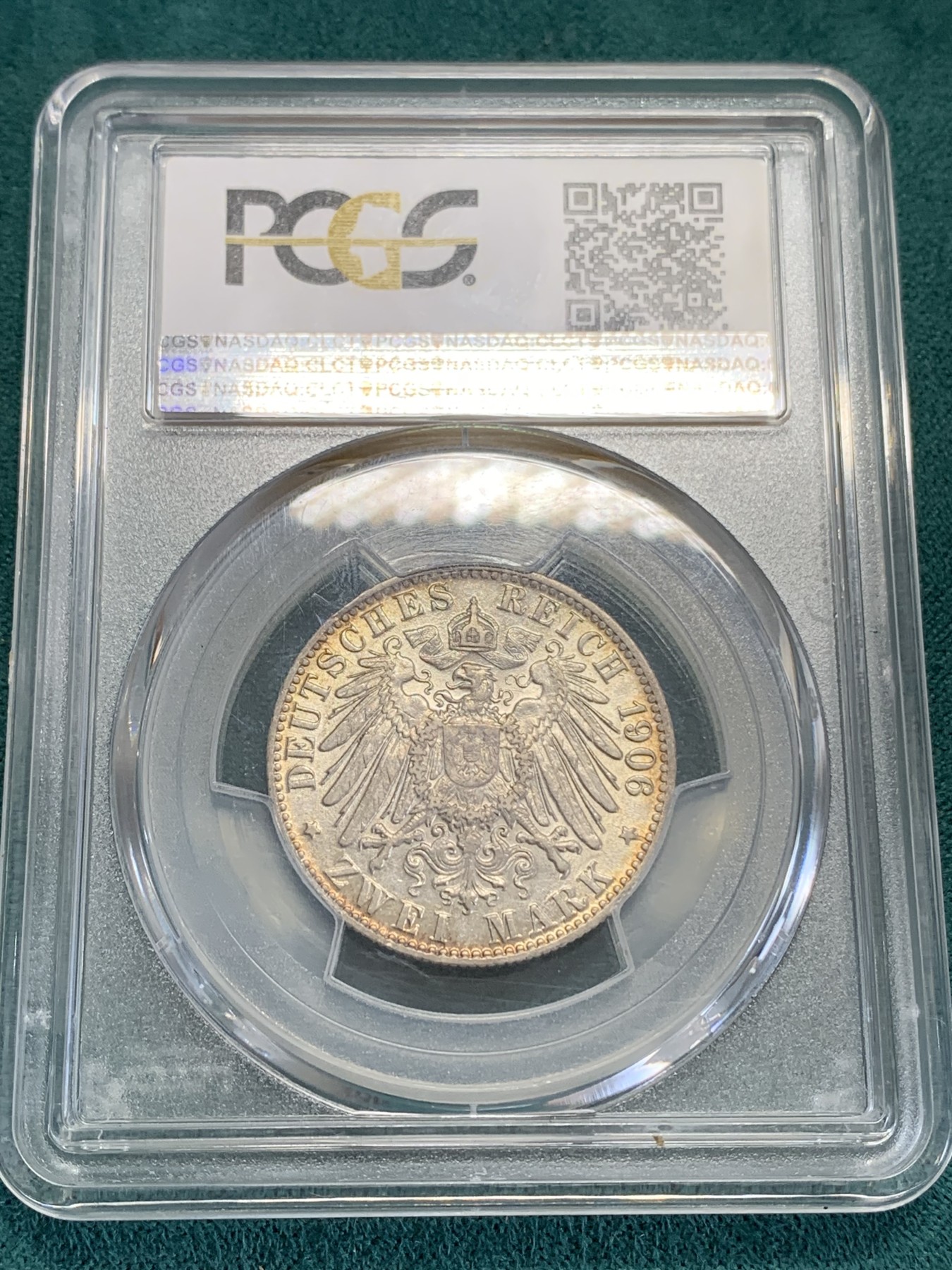 《竞宝斋》第192场-周日，周一 2场 (全场包邮) PCGS-AU55   德国1906年双狮2马克银币