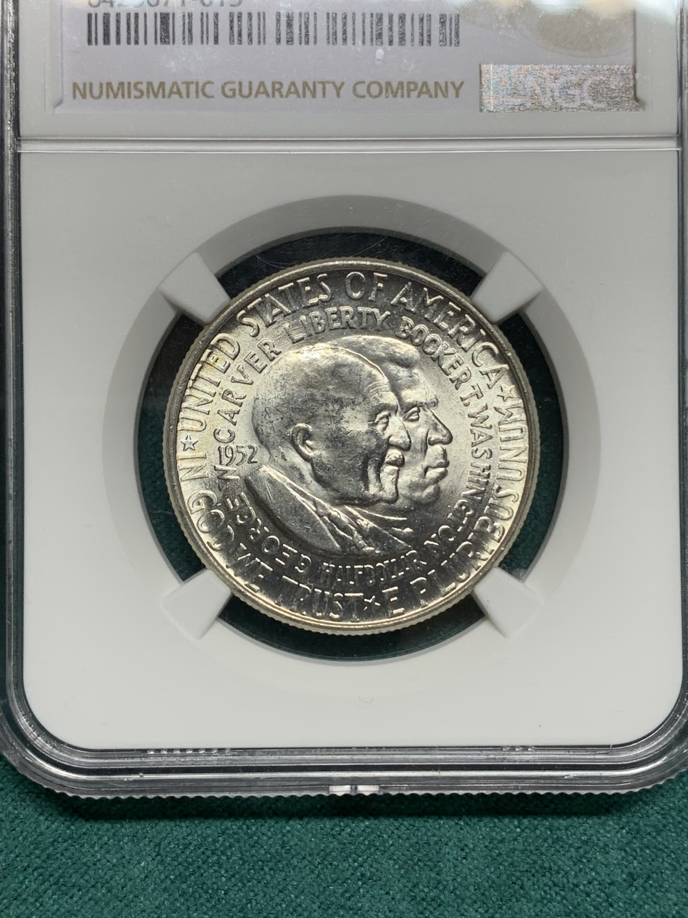 《竞宝斋》第192场-周日，周一 2场 (全场包邮) NGC MS63 美国1952年乔治华盛顿地图半美元银币