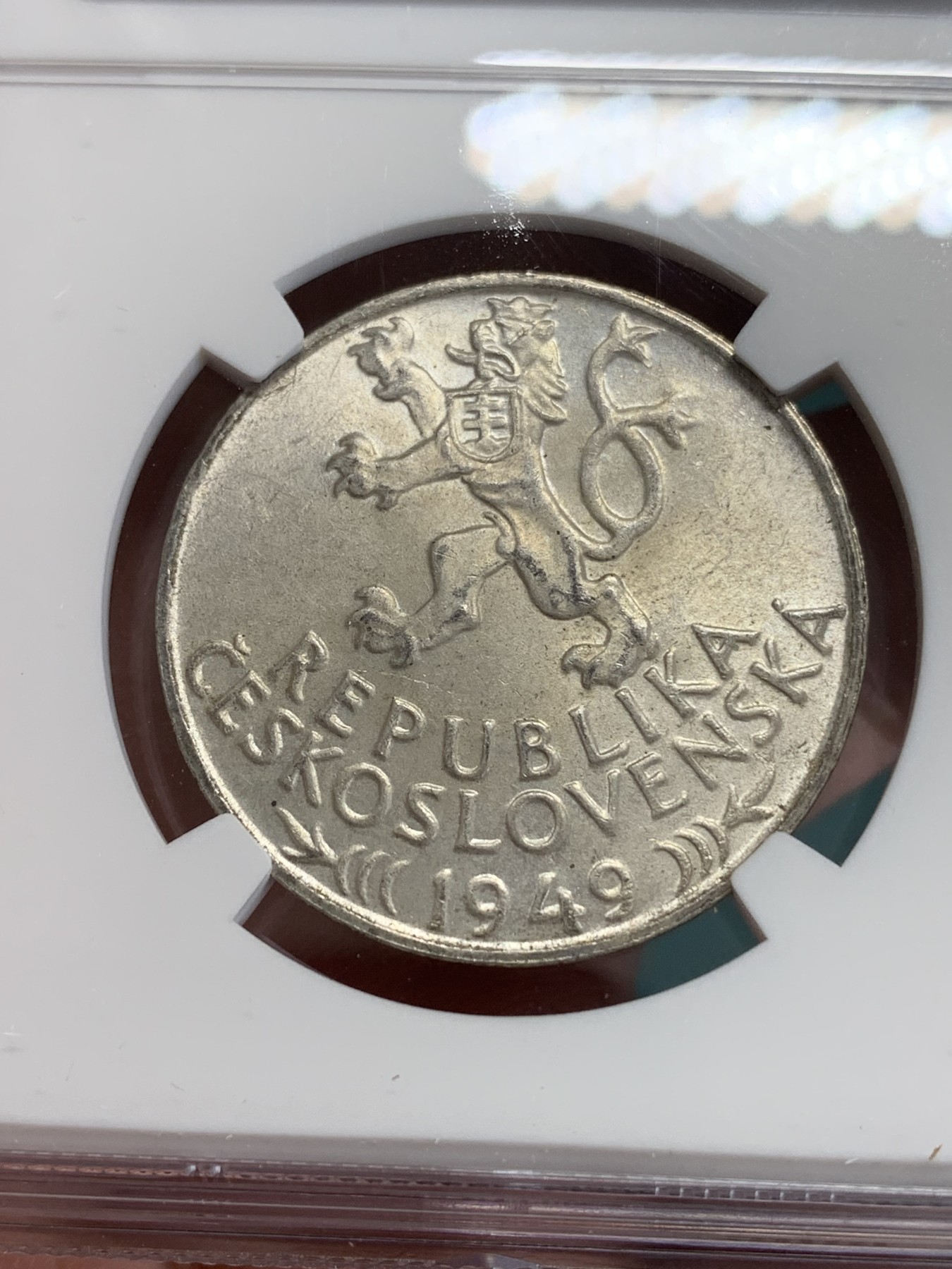 《竞宝斋》第192场-周日，周一 2场 (全场包邮) NGC MS64 高分好品 捷克斯洛伐克1949年100克朗银币