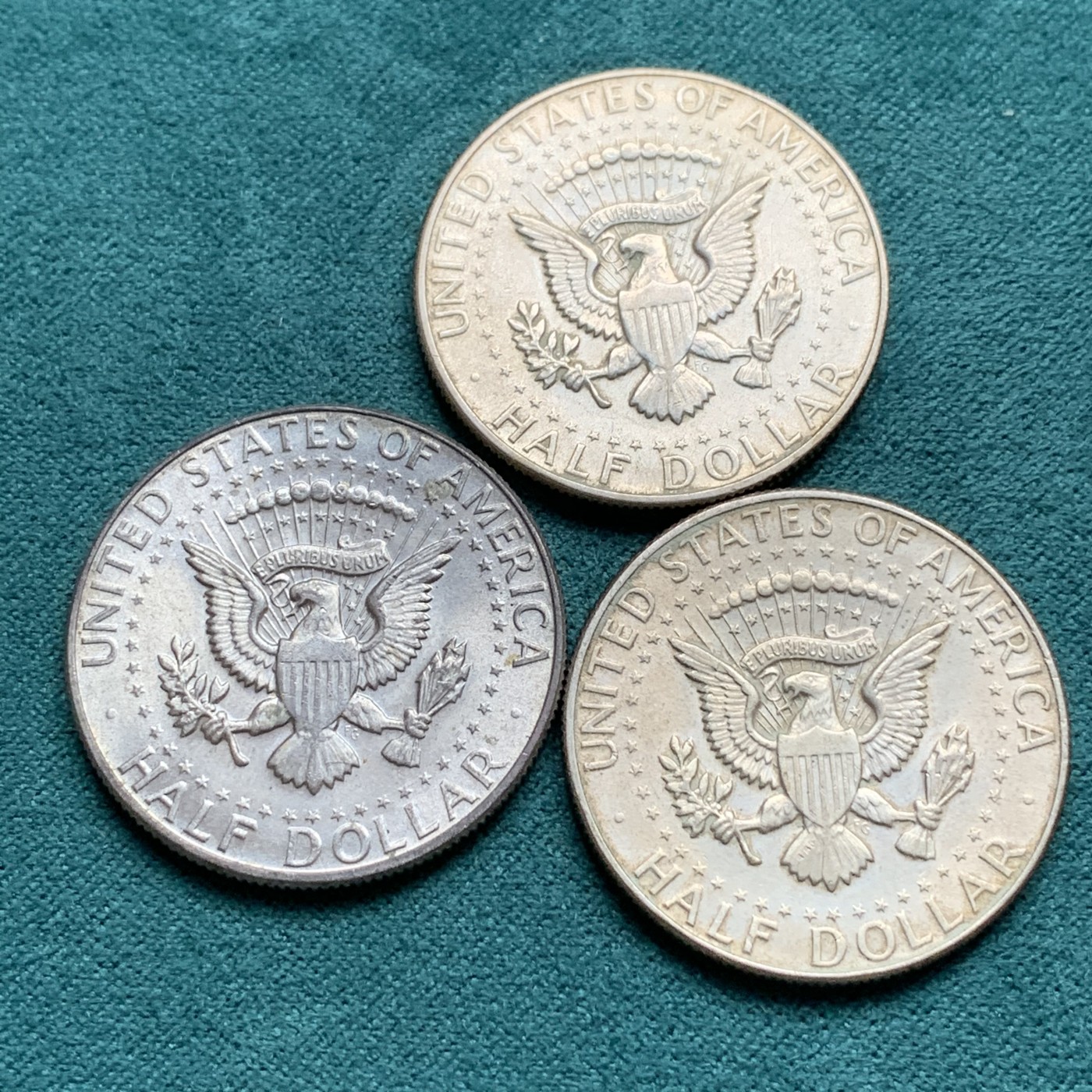 《竞宝斋》第192场-周日，周一 2场 (全场包邮) 3枚一组 美国 1966年-1967年 肯尼迪半圆银币