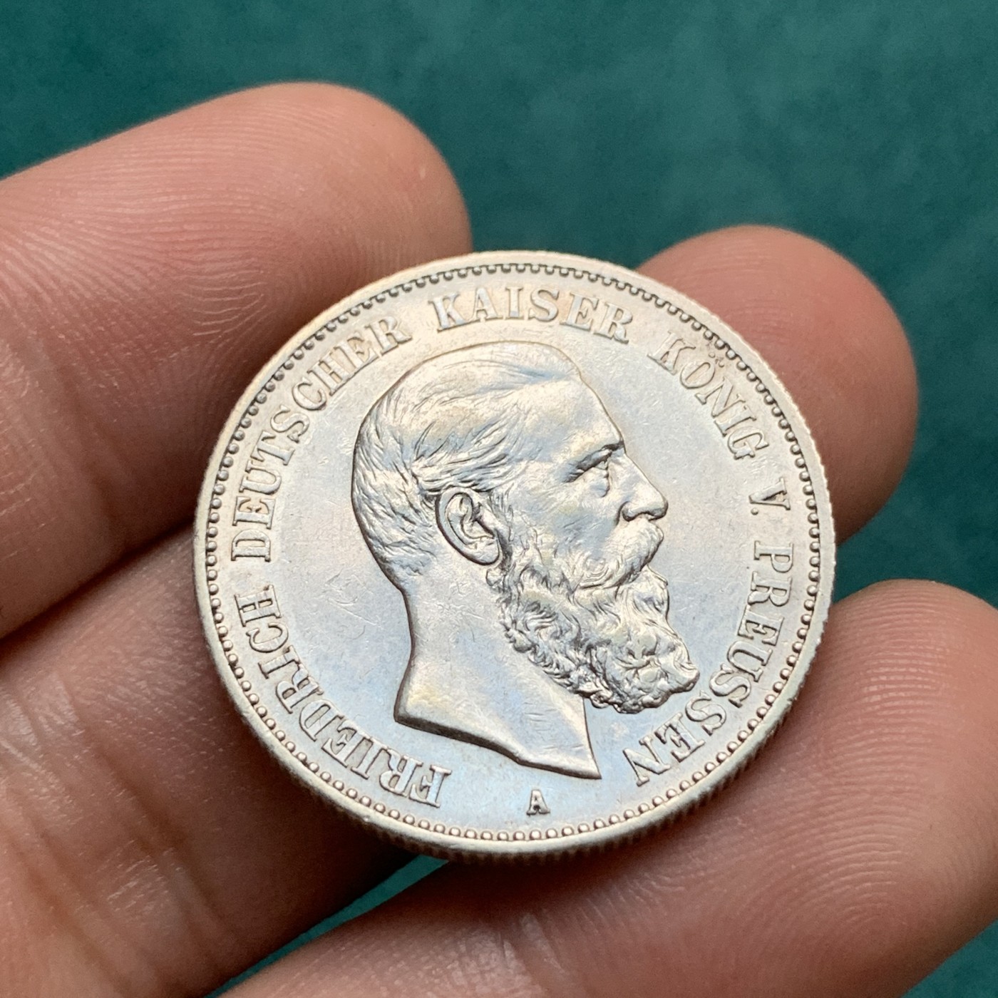 《竞宝斋》第192场-周日，周一 2场 (全场包邮) 德国1888年普鲁士弗里德里希三世短翅2马克银币 三皇之年 细节不错