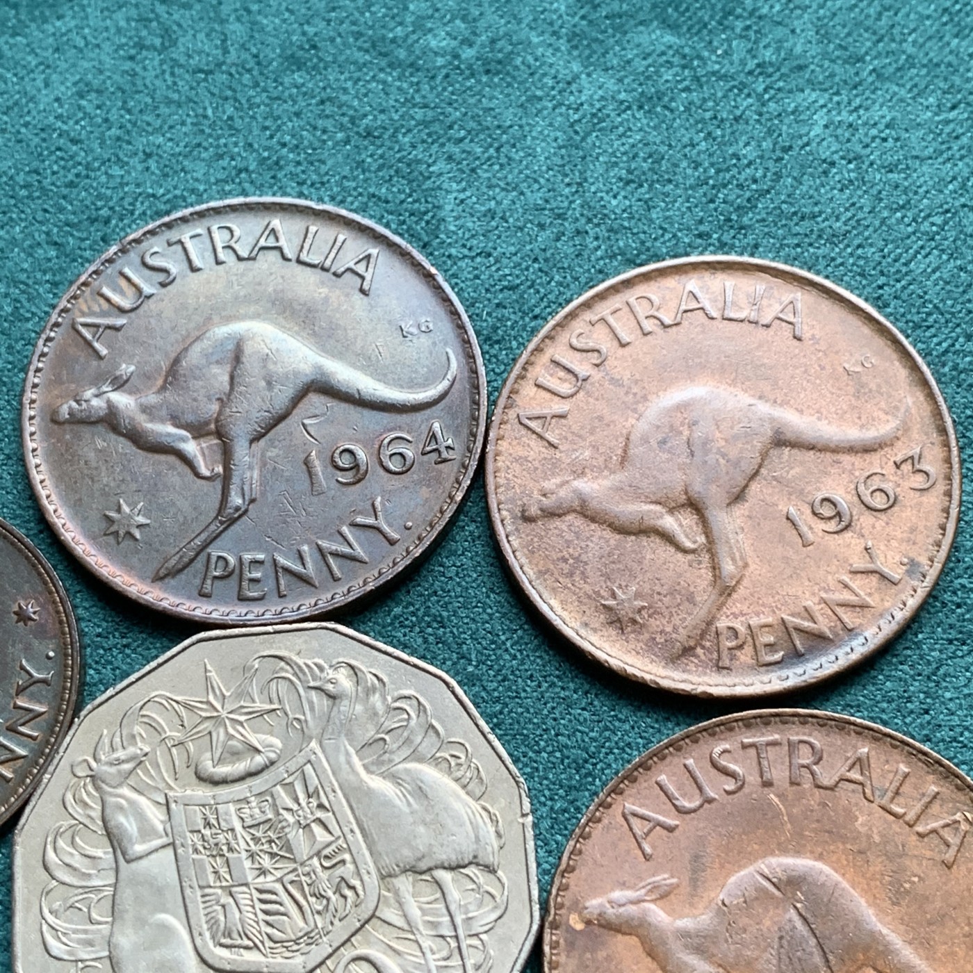 《竞宝斋》第192场-周日，周一 2场 (全场包邮) 澳大利亚流通币一组5枚 细节见图