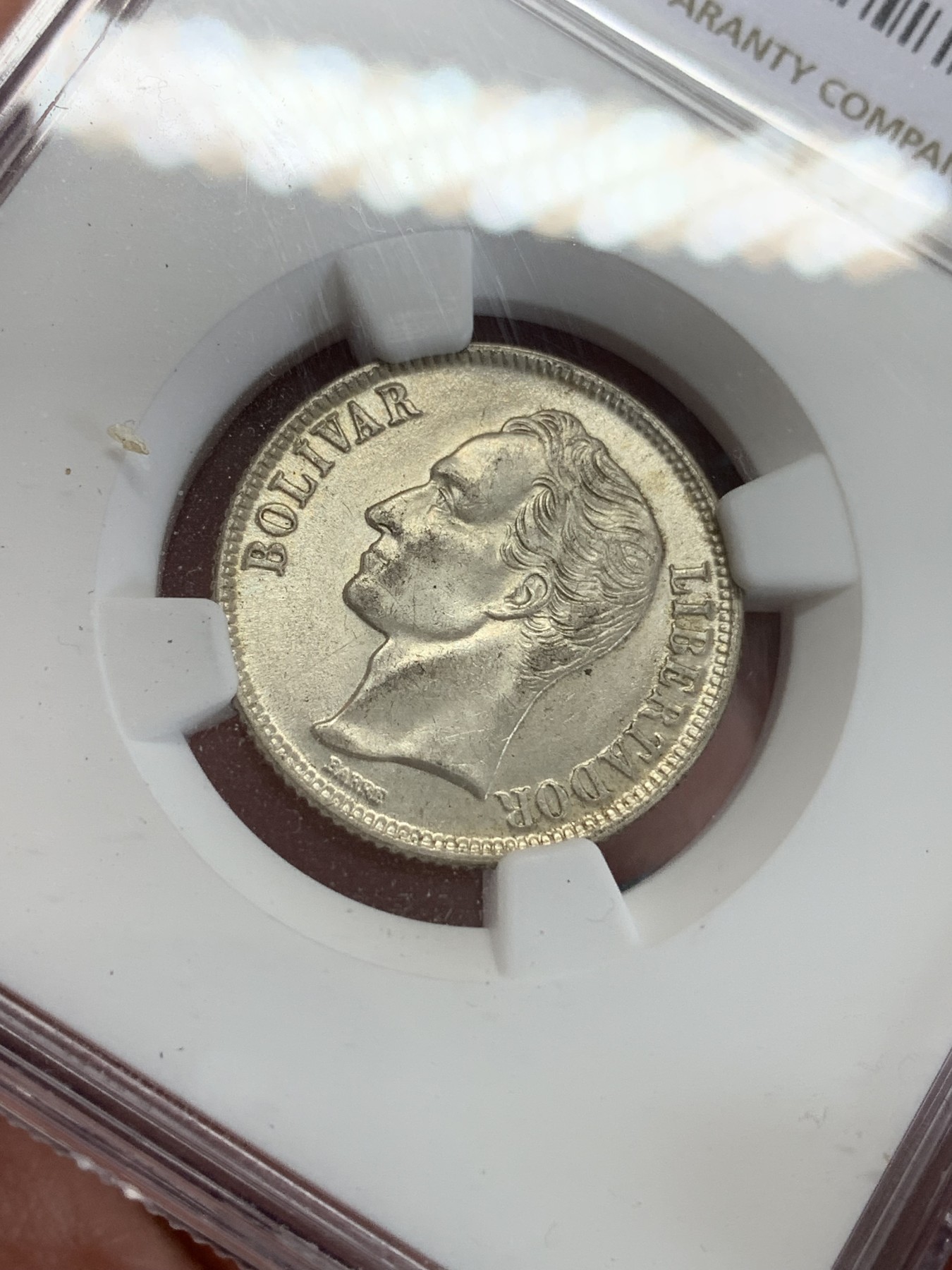 《竞宝斋》第192场-周日，周一 2场 (全场包邮) NGC-MS63 委内瑞拉1954年 1波利瓦尔银币 好品小辅币