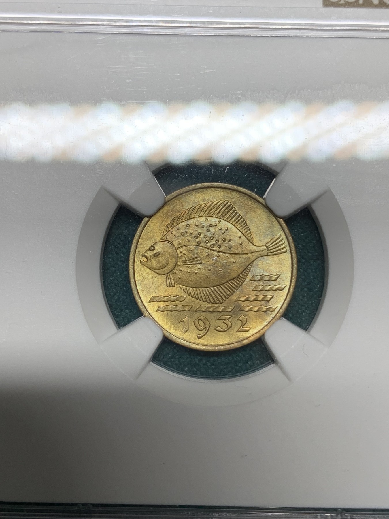 《竞宝斋》第192场-周日，周一 2场 (全场包邮) NGC MS65 1932年但泽自由港5芬尼 鱼币系列好品甚少 去年稀奇一枚63分成交600元