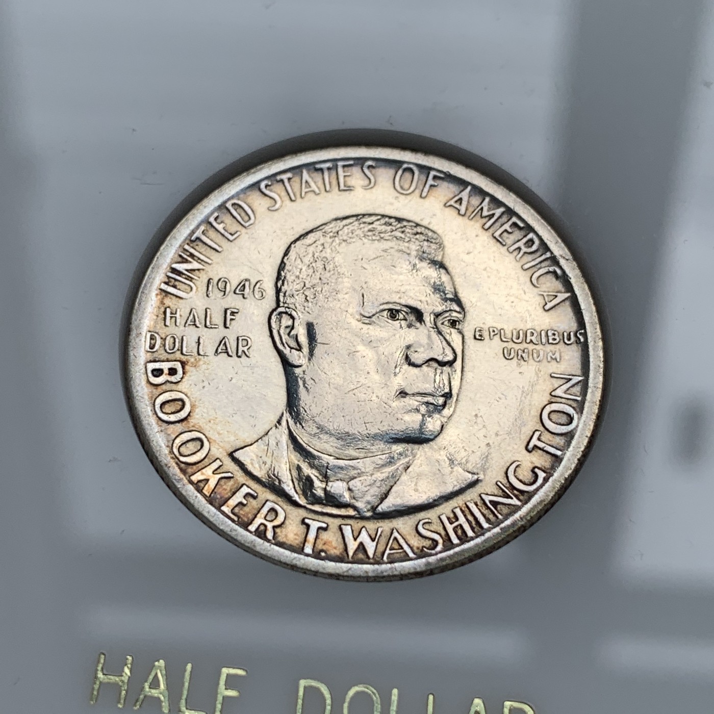 《竞宝斋》第192场-周日，周一 2场 (全场包邮) 美国1946年华盛顿半美元纪念银币 入门品种 带亚克力盒