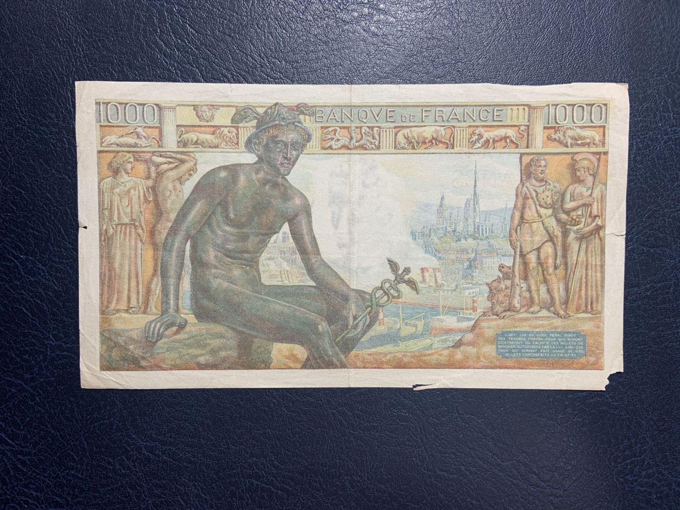 收藏联盟Quantum Auction 第285期拍卖  法国1943年1000法郎 品相如图