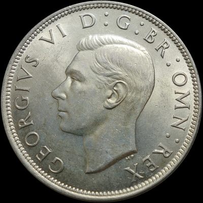 【雨安收藏】【散币专场012期】邮费1元 自 - 英国乔治六世1/2克朗1945年UNC [14.14 g., 0.500 Silver]