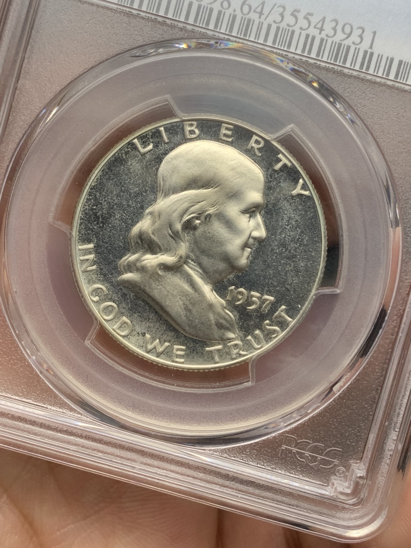 《竞宝斋》第192场-周日，周一 2场 (全场包邮) PCGS-PR64 美国 50美分 富兰克林 银币 精致币 90%银