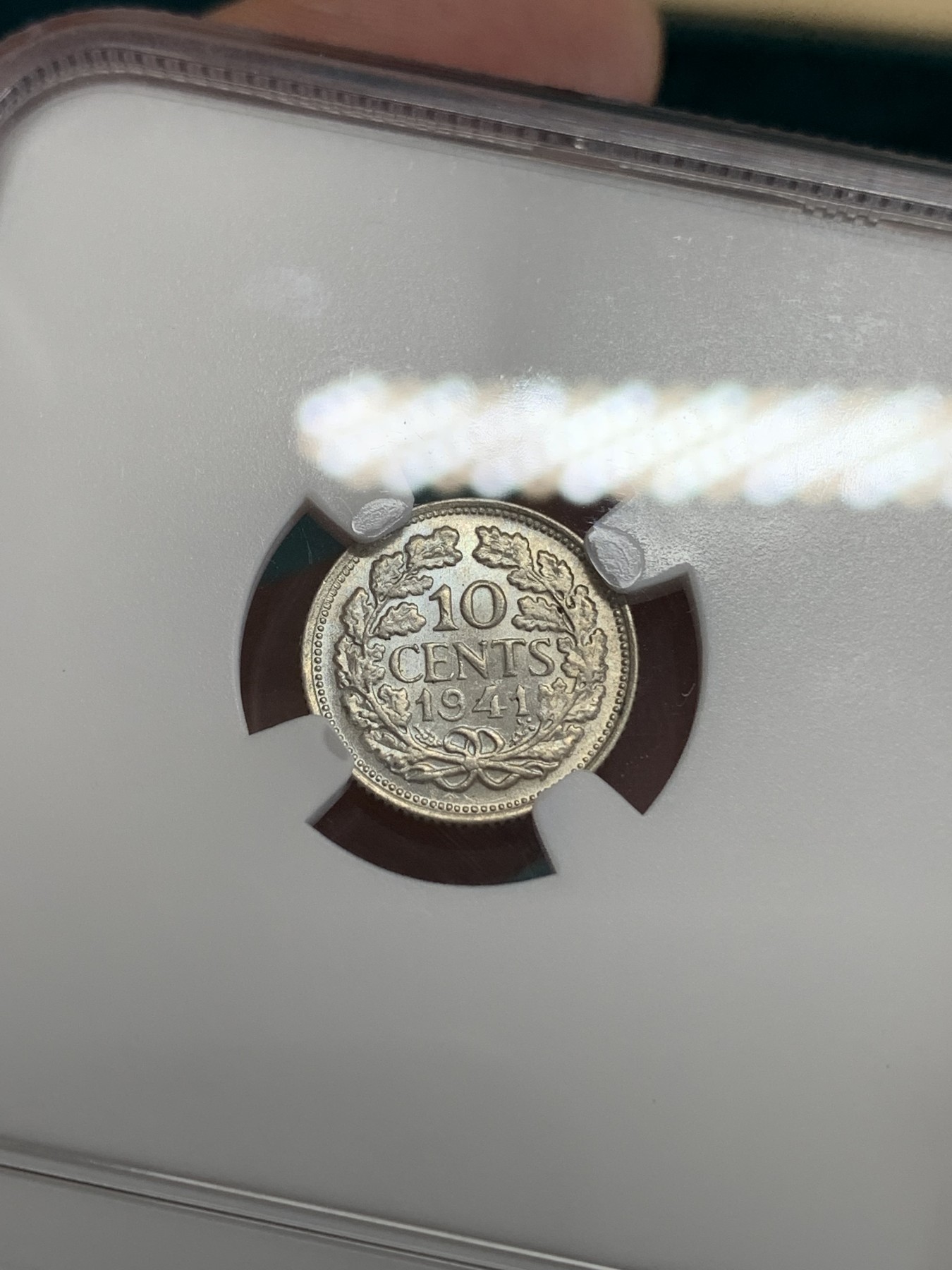 《竞宝斋》第192场-周日，周一 2场 (全场包邮) NGC MS63 荷兰威廉明娜女王1941年10分小银币