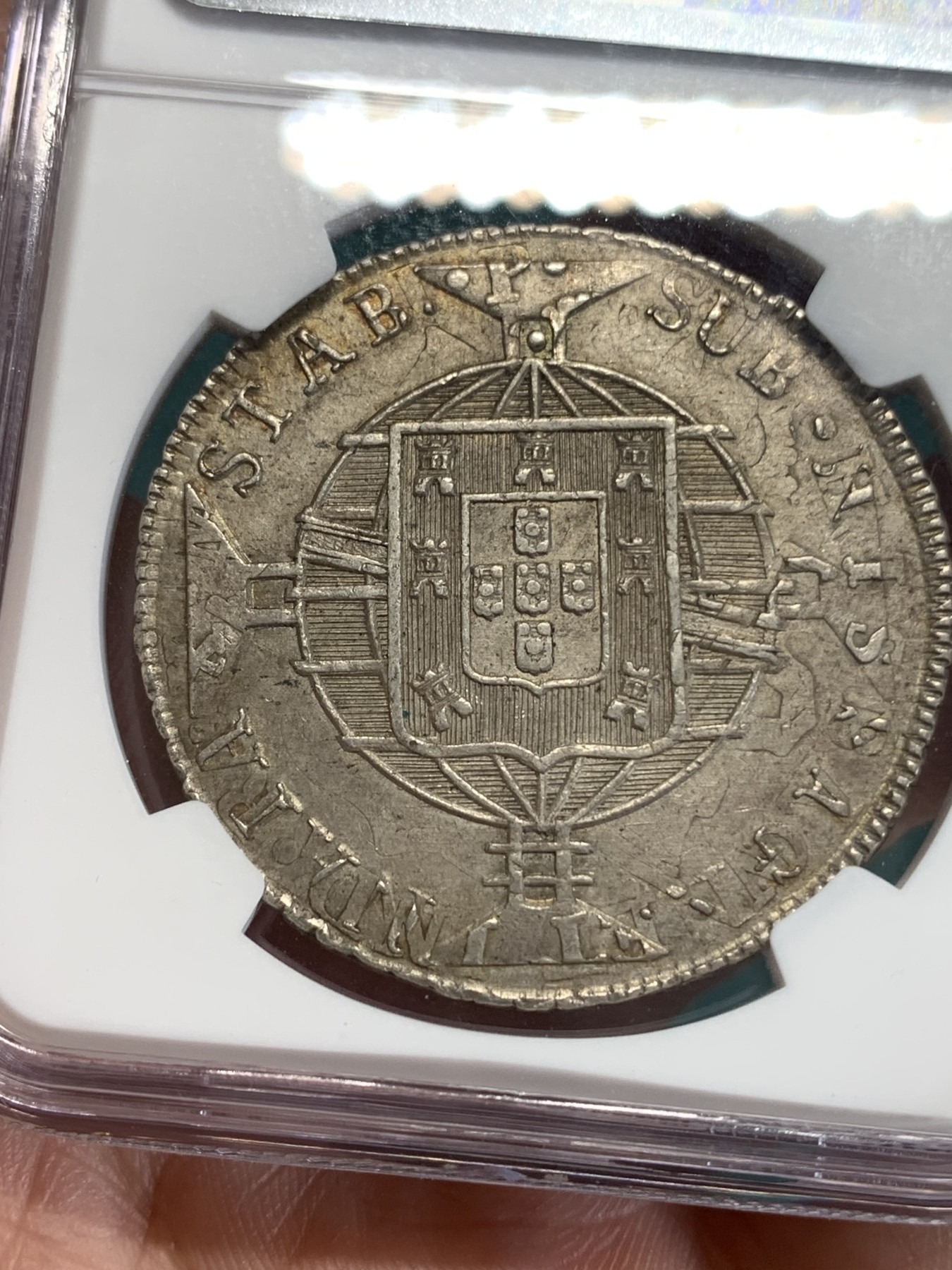 《竞宝斋》第192场-周日，周一 2场 (全场包邮) NGC-AU58 葡属巴西 1819年 960瑞斯 银币