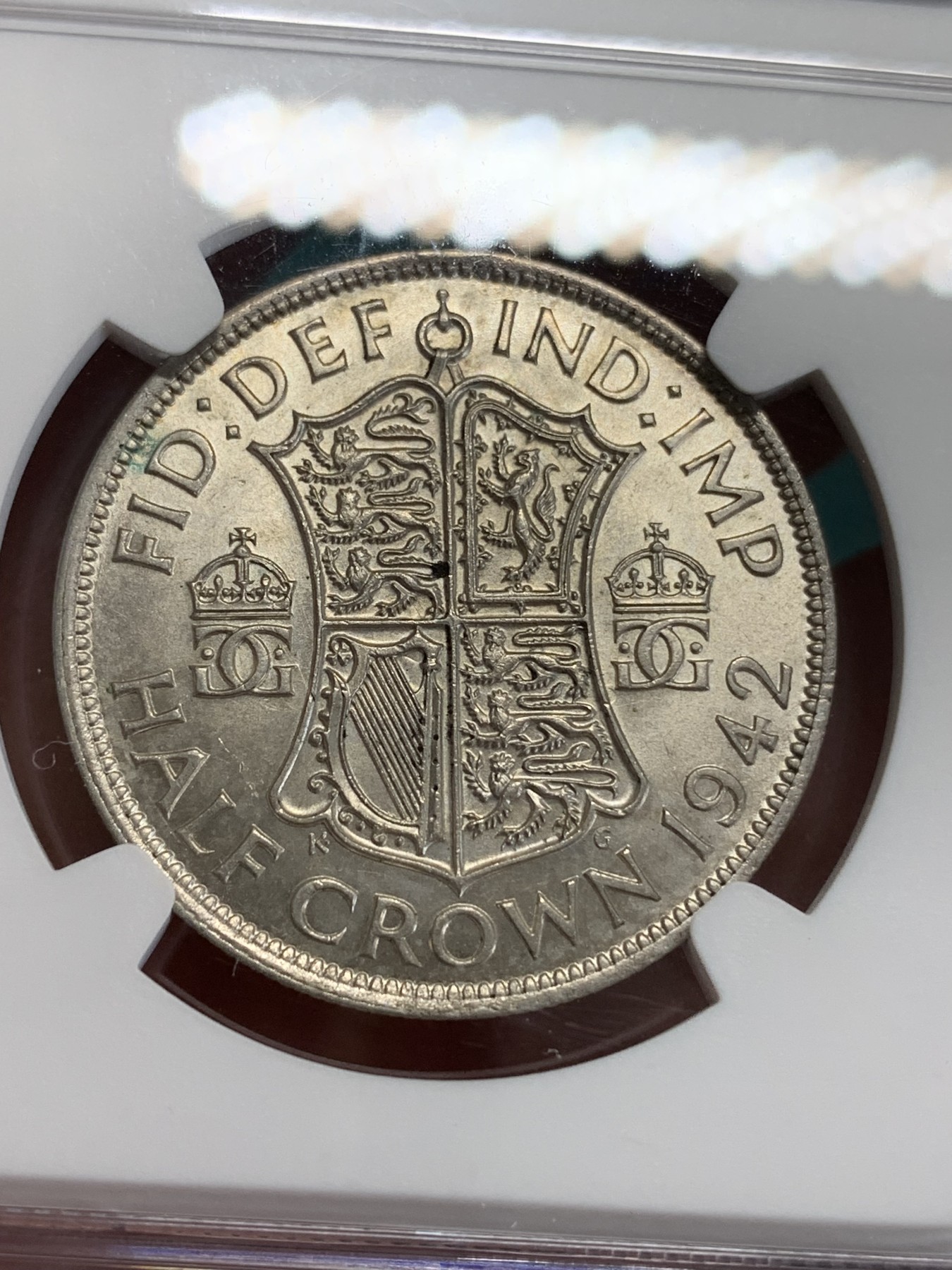 《竞宝斋》第192场-周日，周一 2场 (全场包邮) NGC MS63 英国1942年乔治六世半克朗银币