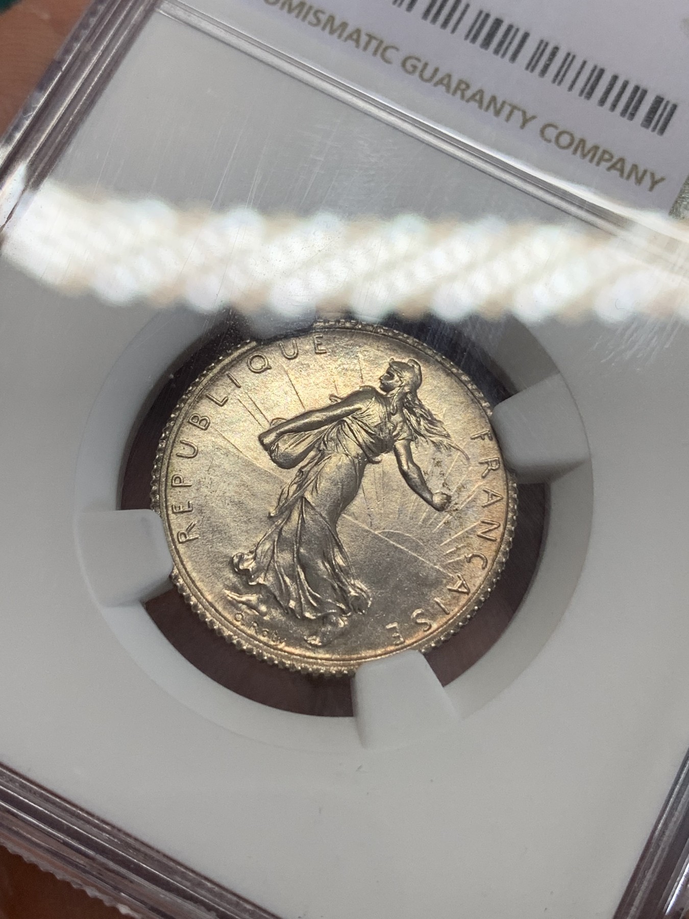 《竞宝斋》第192场-周日，周一 2场 (全场包邮) NGC-MS63 法国1919年 播种女神1法郎银币