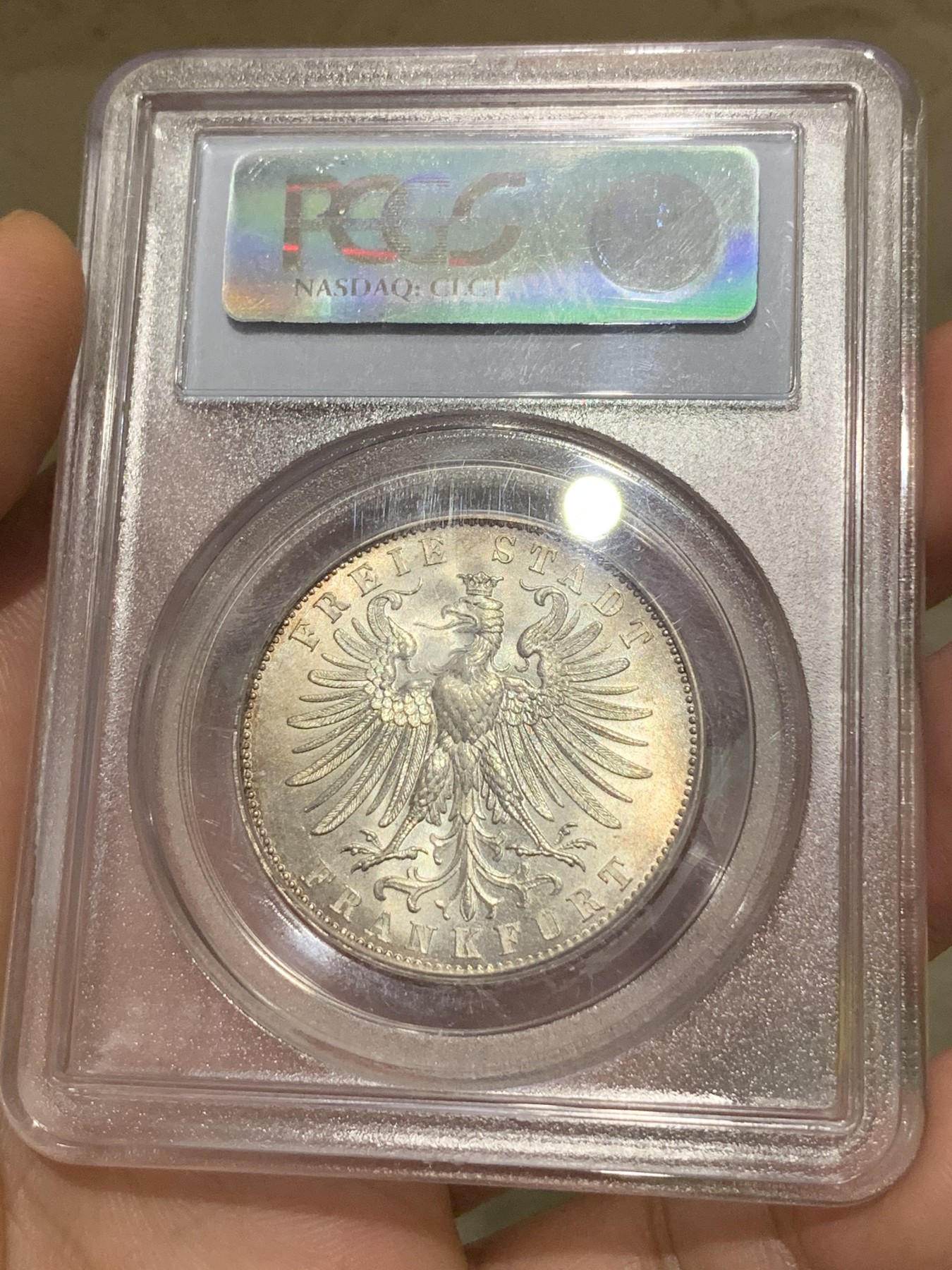 《竞宝斋》第192场-周日，周一 2场 (全场包邮) PCGS MS64 德国1862年法兰克福射击节1泰勒银币