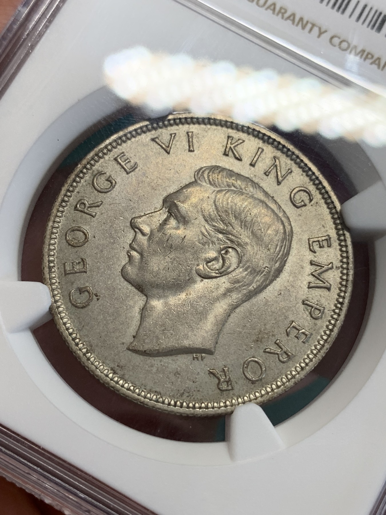 《竞宝斋》第192场-周日，周一 2场 (全场包邮) NGC-MS62 新西兰 1940年 乔六头像新西兰百年纪念半元银币 数量稀少仅发行十万枚 黄油光状态好