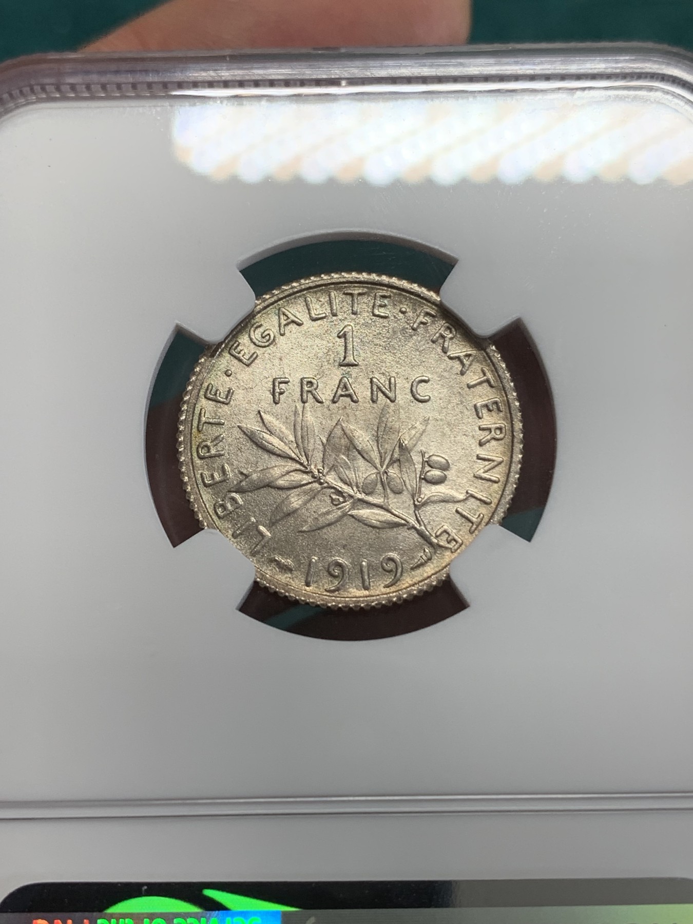 《竞宝斋》第192场-周日，周一 2场 (全场包邮) NGC-MS63 法国1919年 播种女神1法郎银币