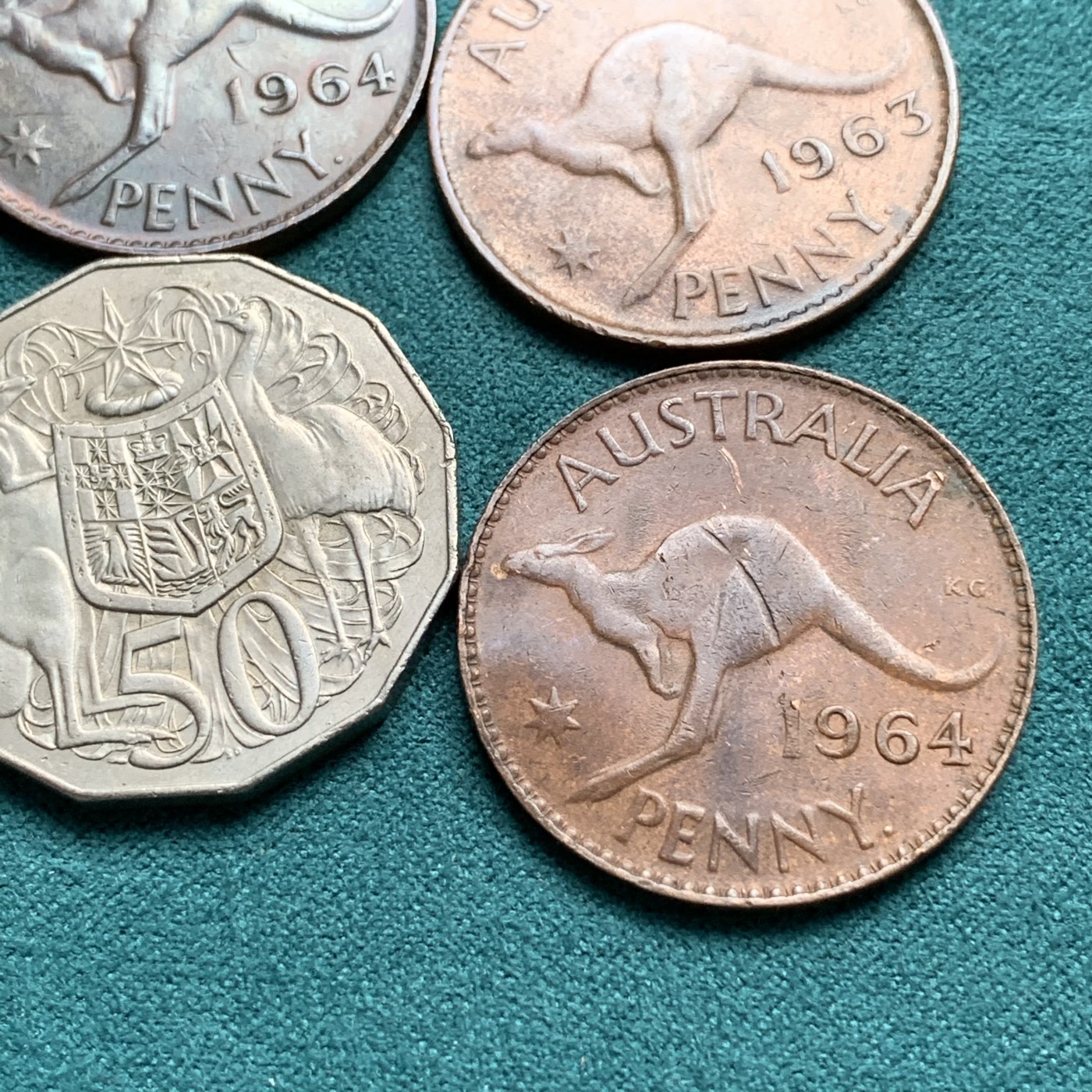 《竞宝斋》第192场-周日，周一 2场 (全场包邮) 澳大利亚流通币一组5枚 细节见图